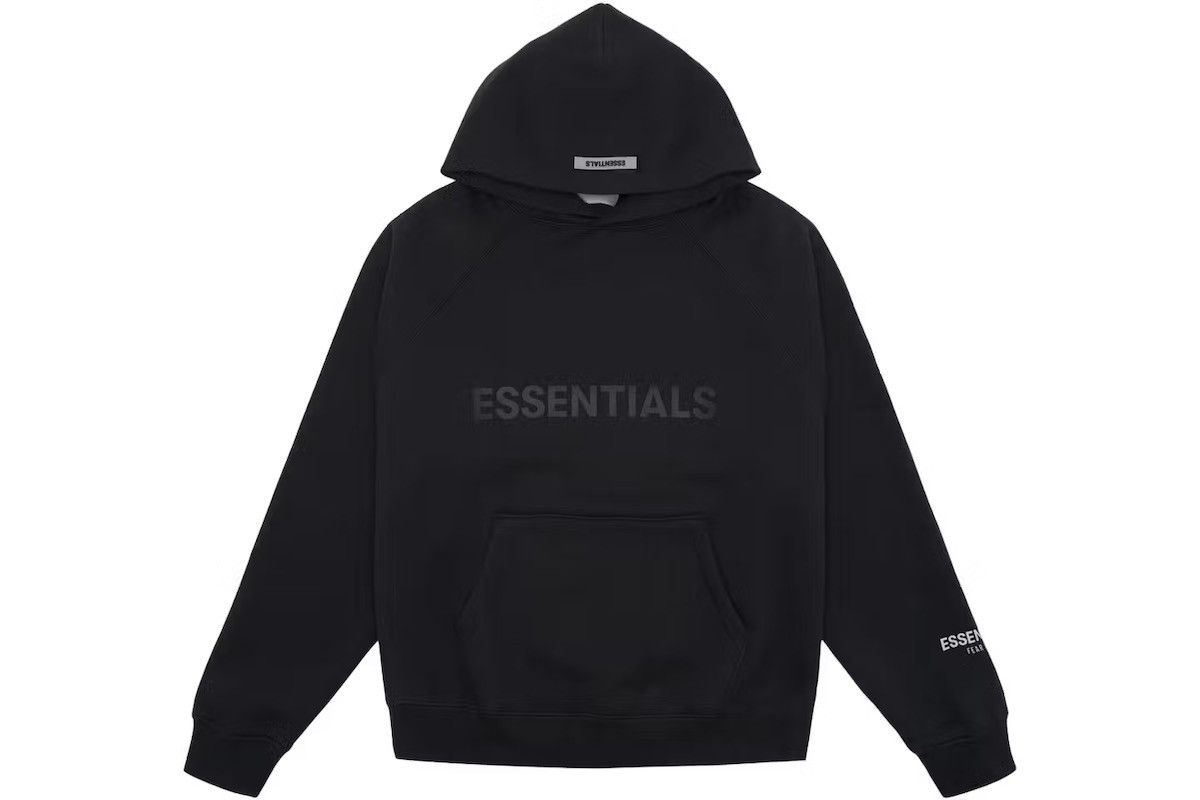 image of Fear Of God Essentials Silicone Logo Hoodie in Black, Men's (Size Large)