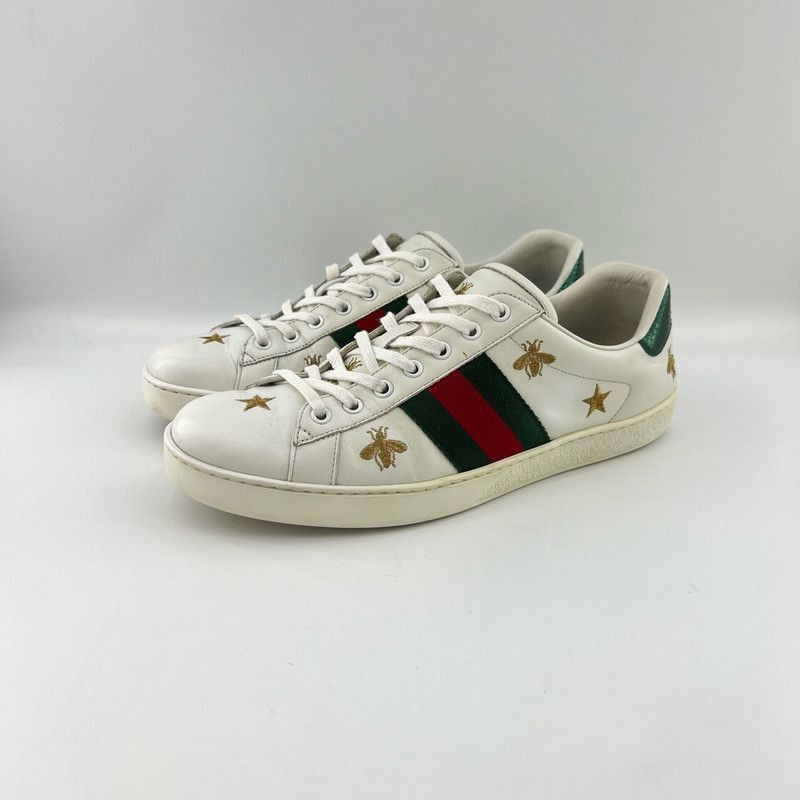 Gucci Gucci Ace Embroidered Bee Leather Sneakers - Size US 10.5 / EU 43-44 - 1 Thumbnail