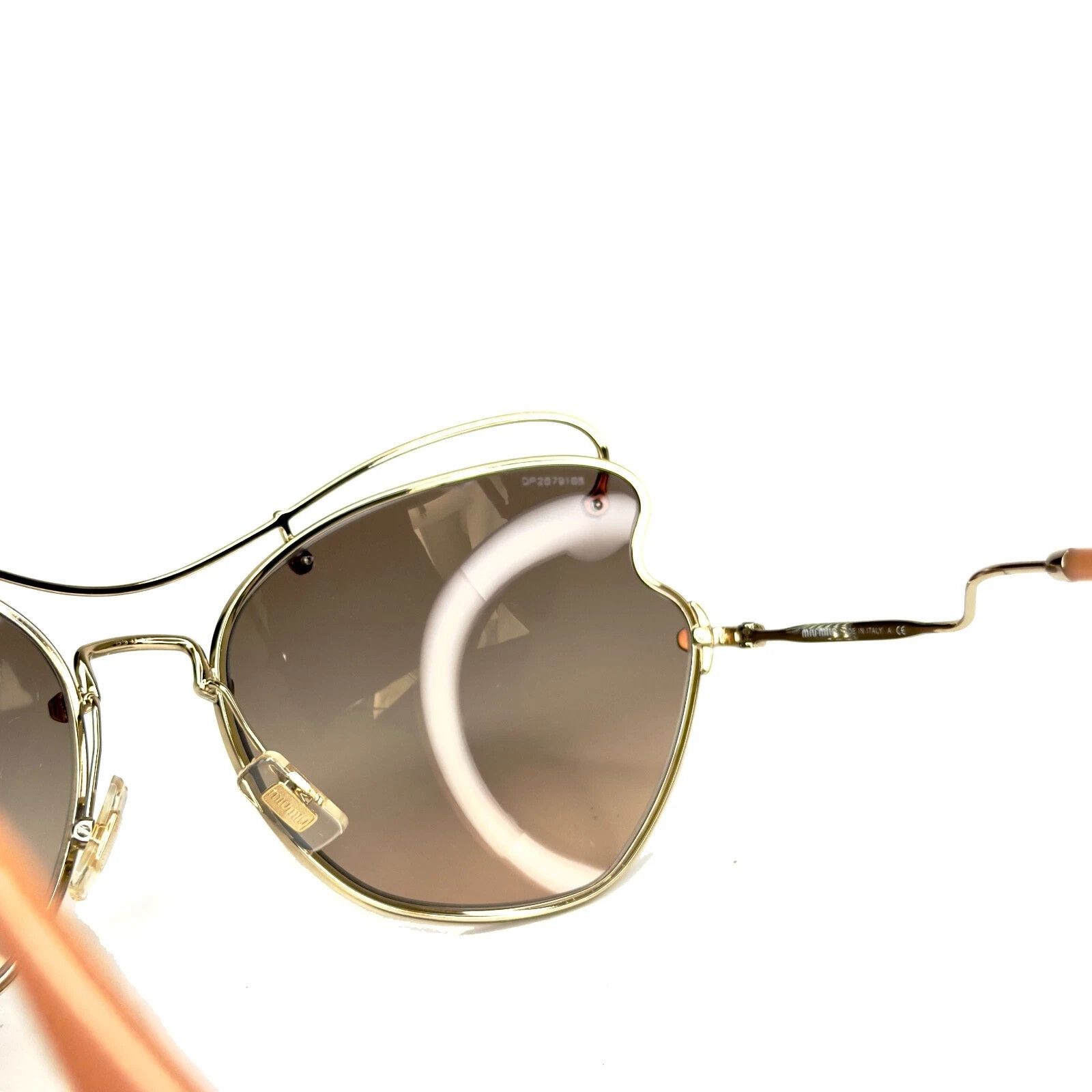Miu Miu MIU MIU MU56RS SCENIQUE Butterfly 56R Gold Brown Sunglasses Size ONE SIZE - 4 Thumbnail