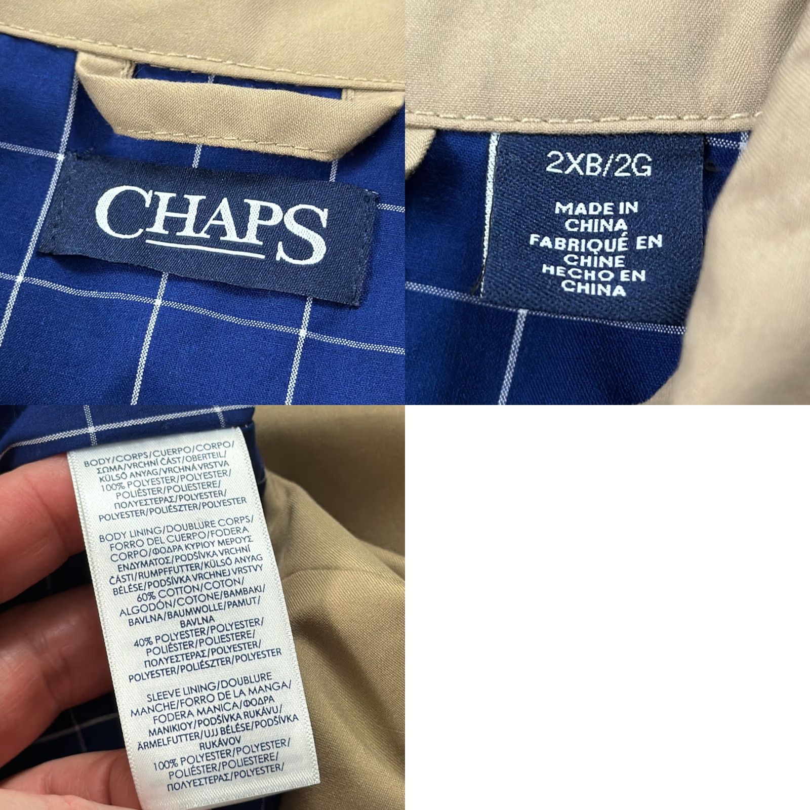 Chaps Chaps Jacket Mens 2XL Big 2XB Beige Full Zip Long Sleeve Bomber - Vintage? No. Size US XXL / EU 58 / 5 - 9 Thumbnail