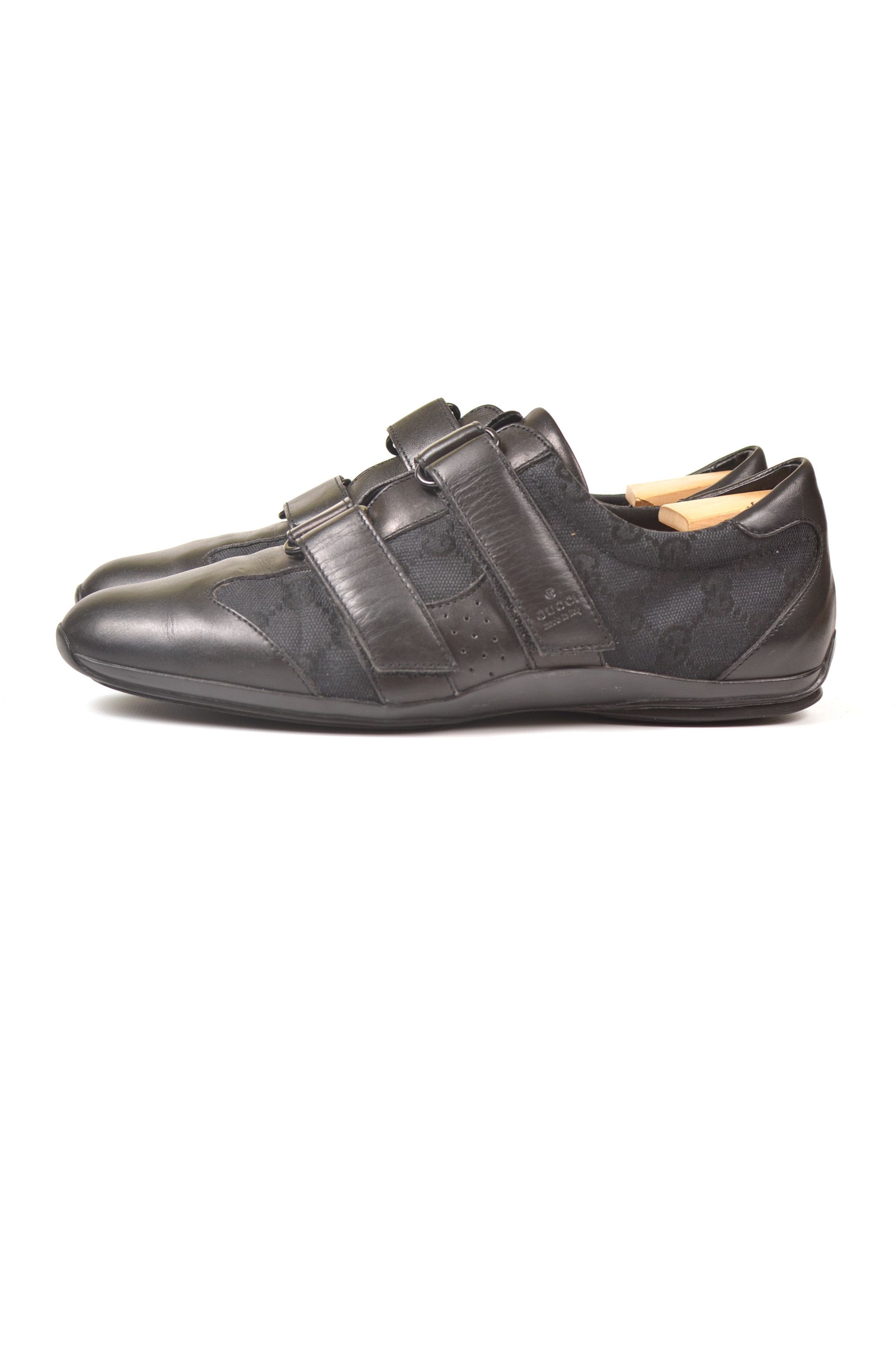 Gucci Gucci GG Monogram Low-Top Black Leather Sneakers Size US 8 / IT 38 - 1 Thumbnail