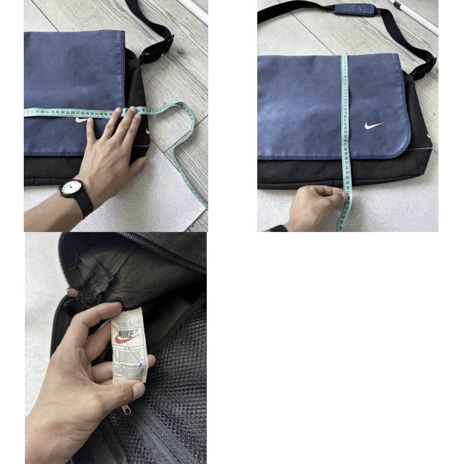 Nike VINTAGE Nike Shoulder Bag Blue Cross 90s Retro Sports Unisex Adults Cotton Polyester Bag Size ONE SIZE - 8 Thumbnail