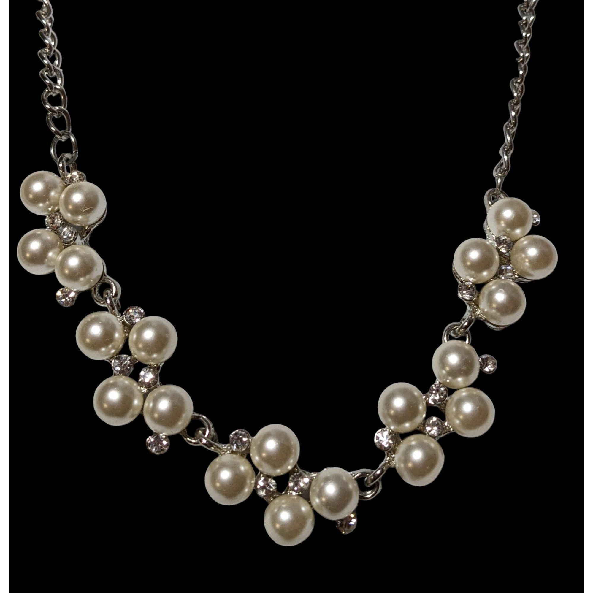 Other Rhinestone Pearl Cluster Bridal Necklace Size ONE SIZE - 2 Thumbnail