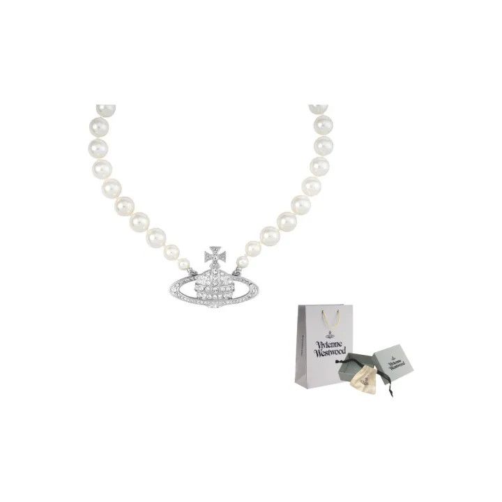Vivienne Westwood Vivienne Westwood Pearl Saturn Necklace for Women 0079 Size ONE SIZE - 1 Thumbnail