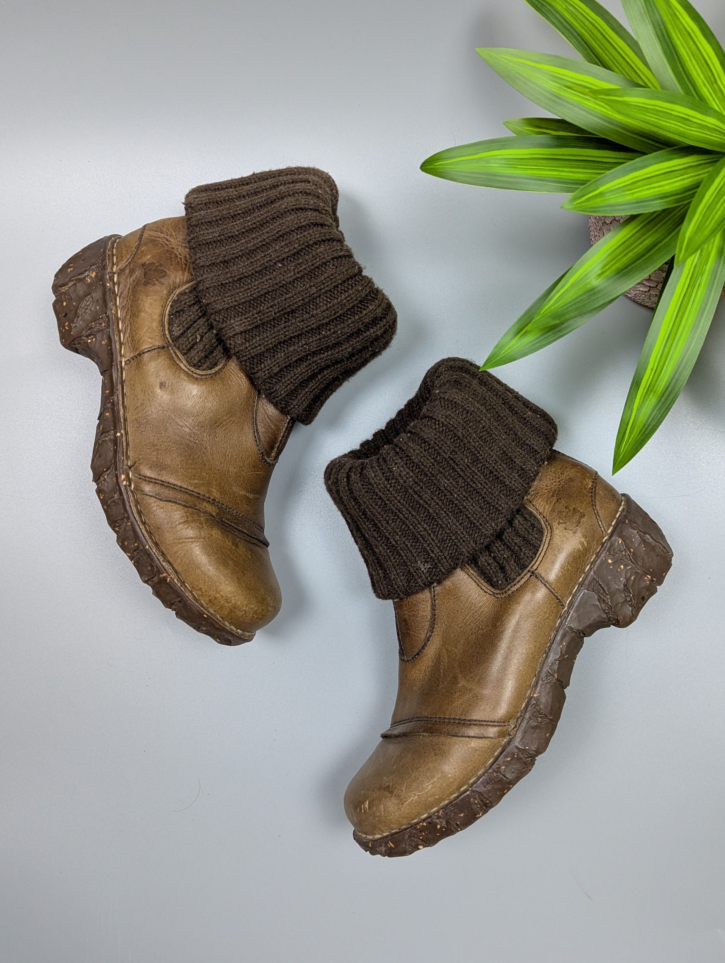 Vintage El Naturalista Yggdrasil Brown Leather Fold Over Ankle Boots Size US 6 / IT 36 - 3 Thumbnail
