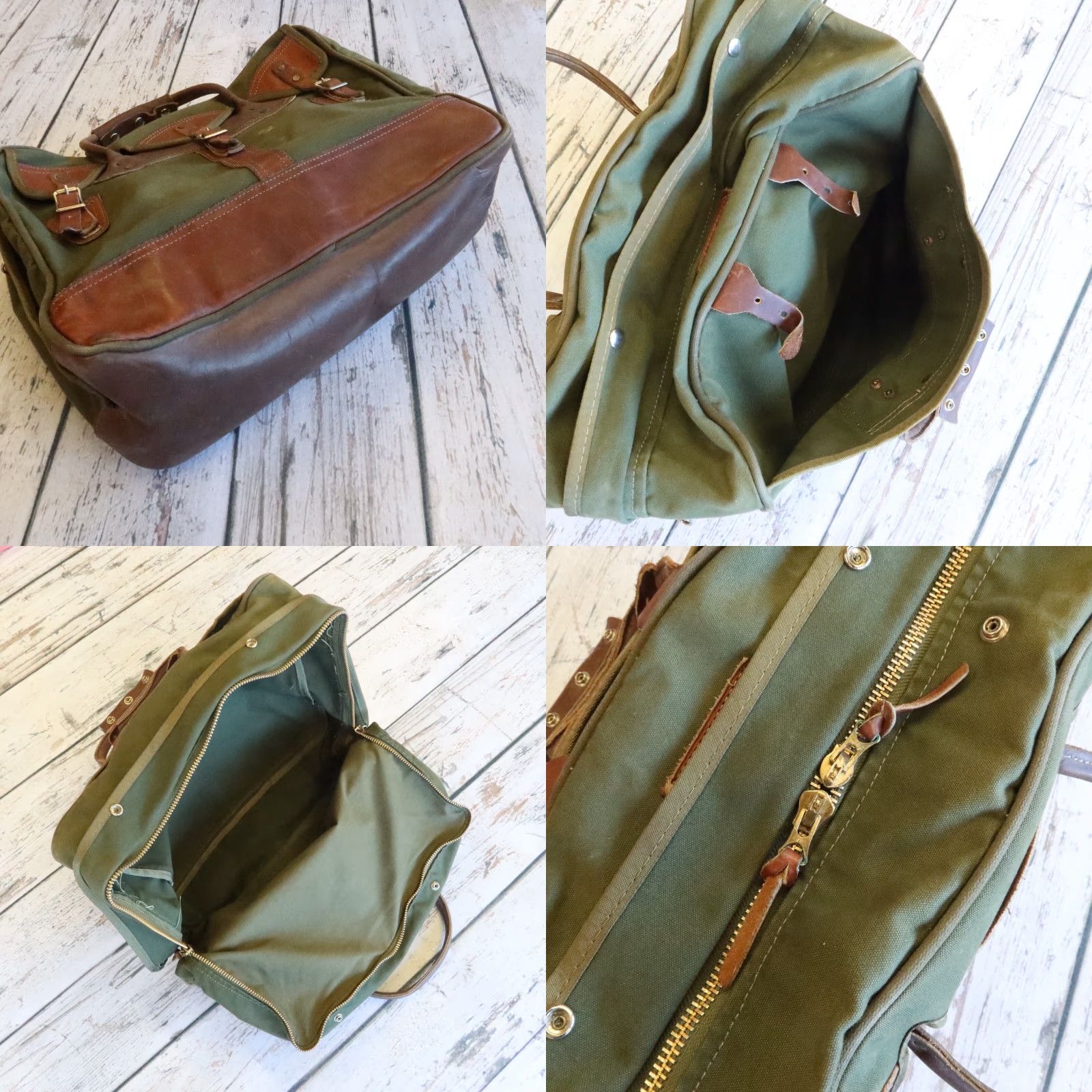 Orvis VINTAGE The Orvis Company Battenkill Leather and Green Canvas Duffle Travel Bag - Men - Green - Canvas - Bag Size ONE SIZE - 8 Thumbnail