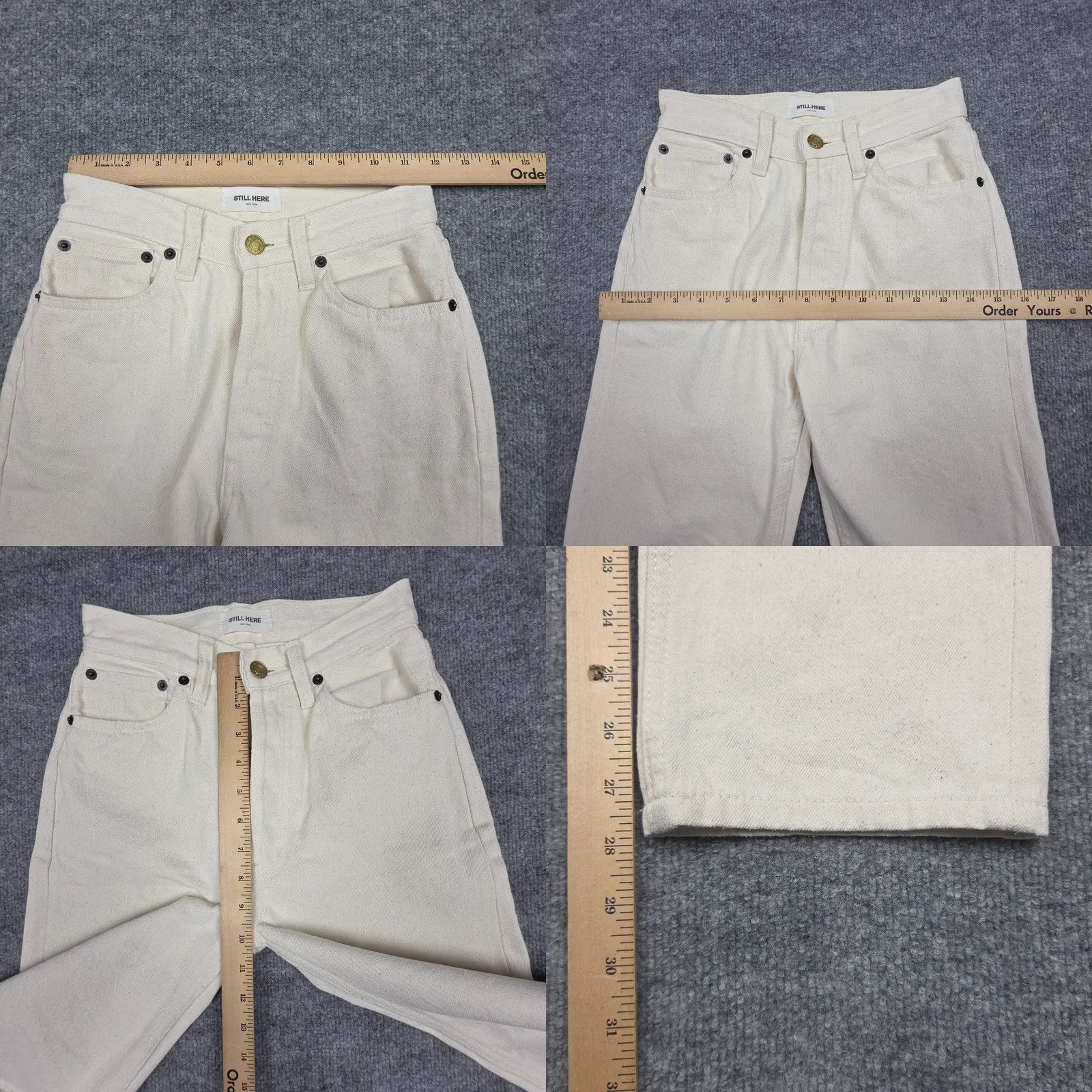 Still Here STILL HERE New York Childhood Jeans Women's 23 Ivory Straight Leg 100% Cotton Denim Straight Womens Size 40" / US 18 - 9 Thumbnail