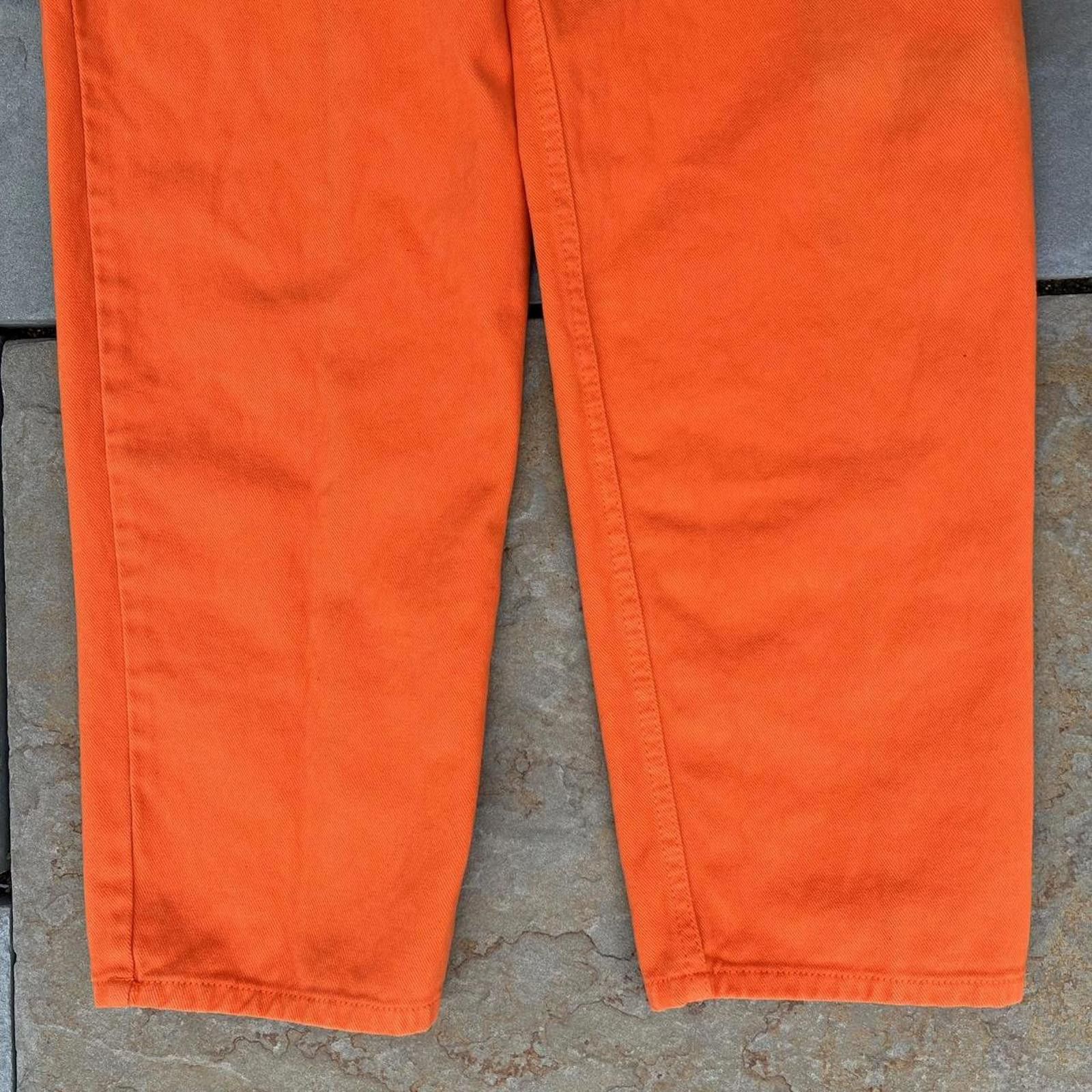 Vintage Vintage 90s Orange Denim Pleated Jeans Size US 33 - 7 Thumbnail
