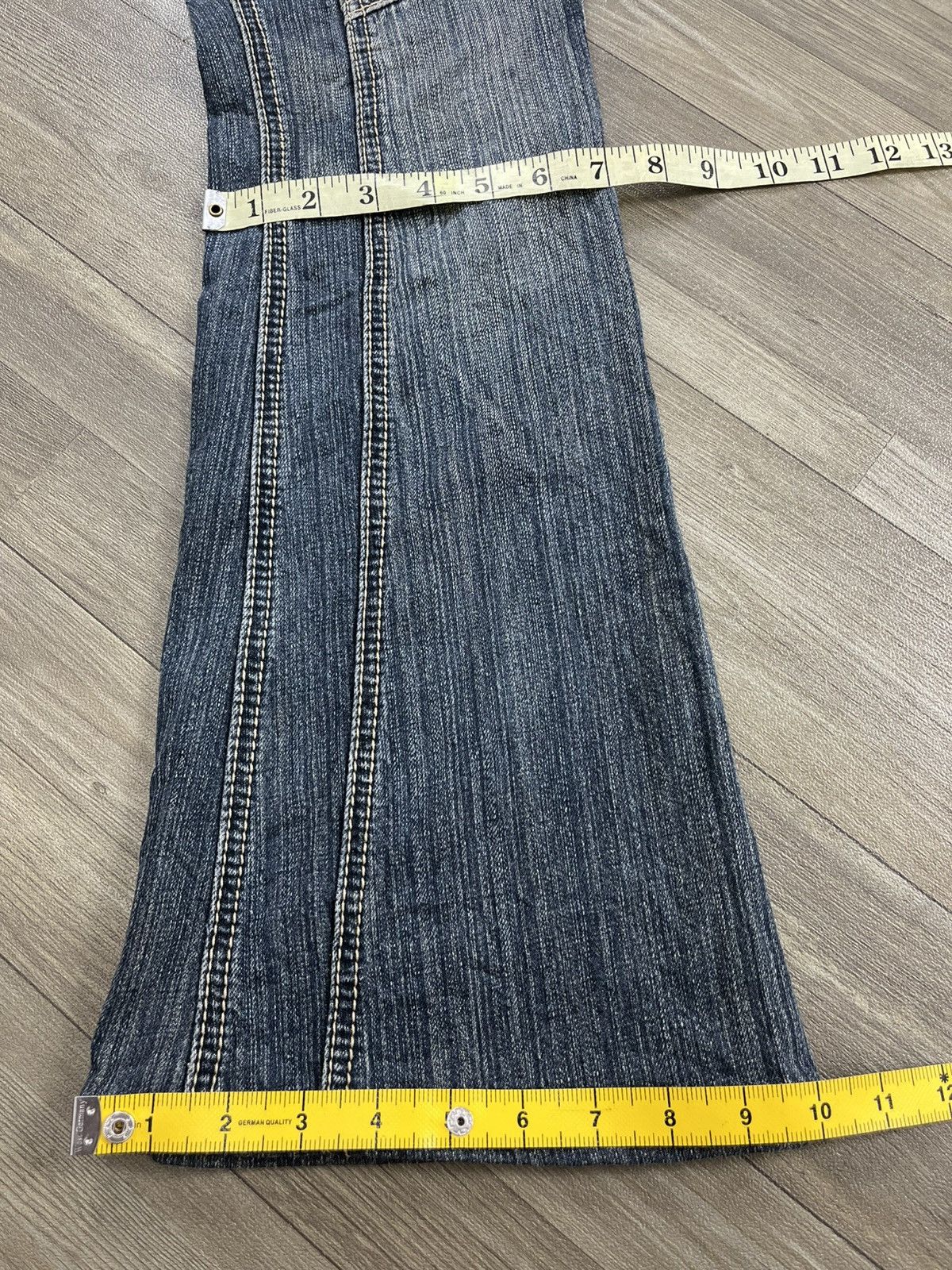 Tornado Mart 2000s Tornado Mart Washed Spiral Distressed Flared Jeans Lgb Size US 33 - 24 Thumbnail