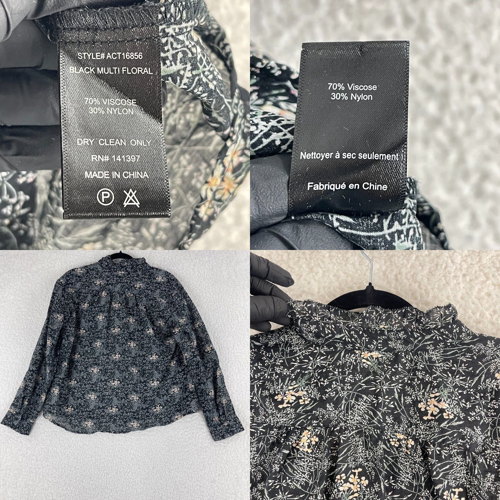 ASTR The Label ASTR The Label Button-Up Shirt Womens Large Black Floral Long Sleeve Ruffle Size L / US 10 / IT 46 - 9 Thumbnail