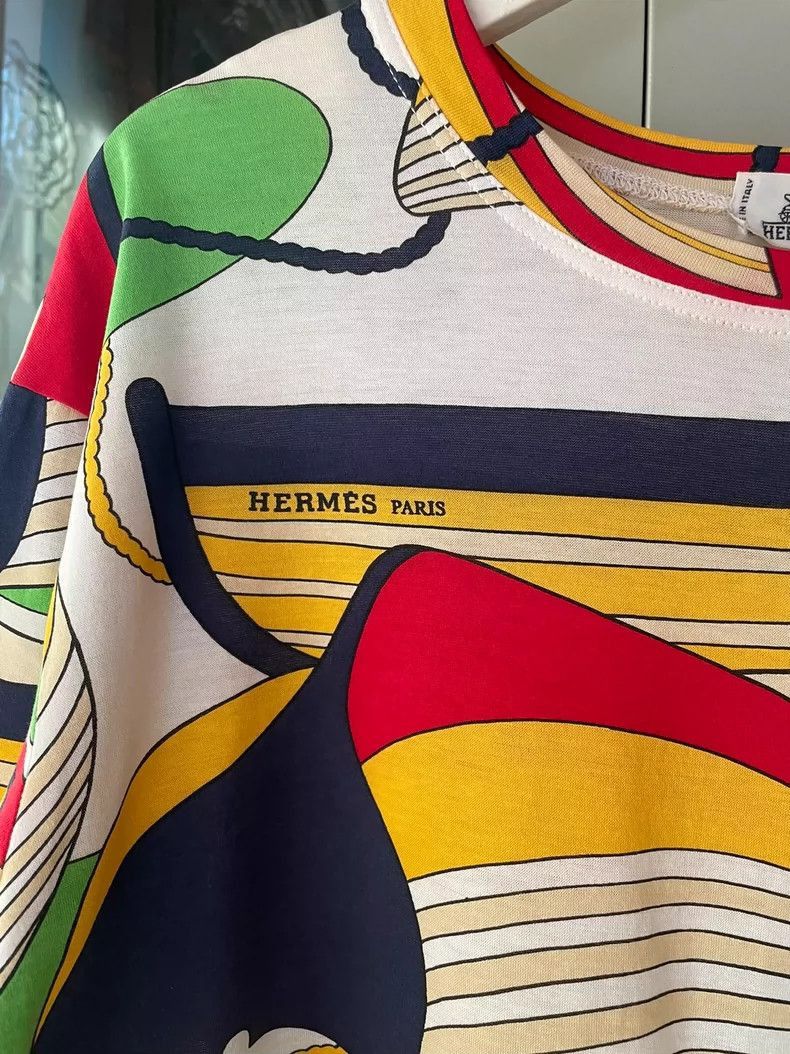 Hermes Hermes Short Sleeve TShirt with Boat Pattern-2506 Size M / US 6-8 / IT 42-44 - 5 Thumbnail
