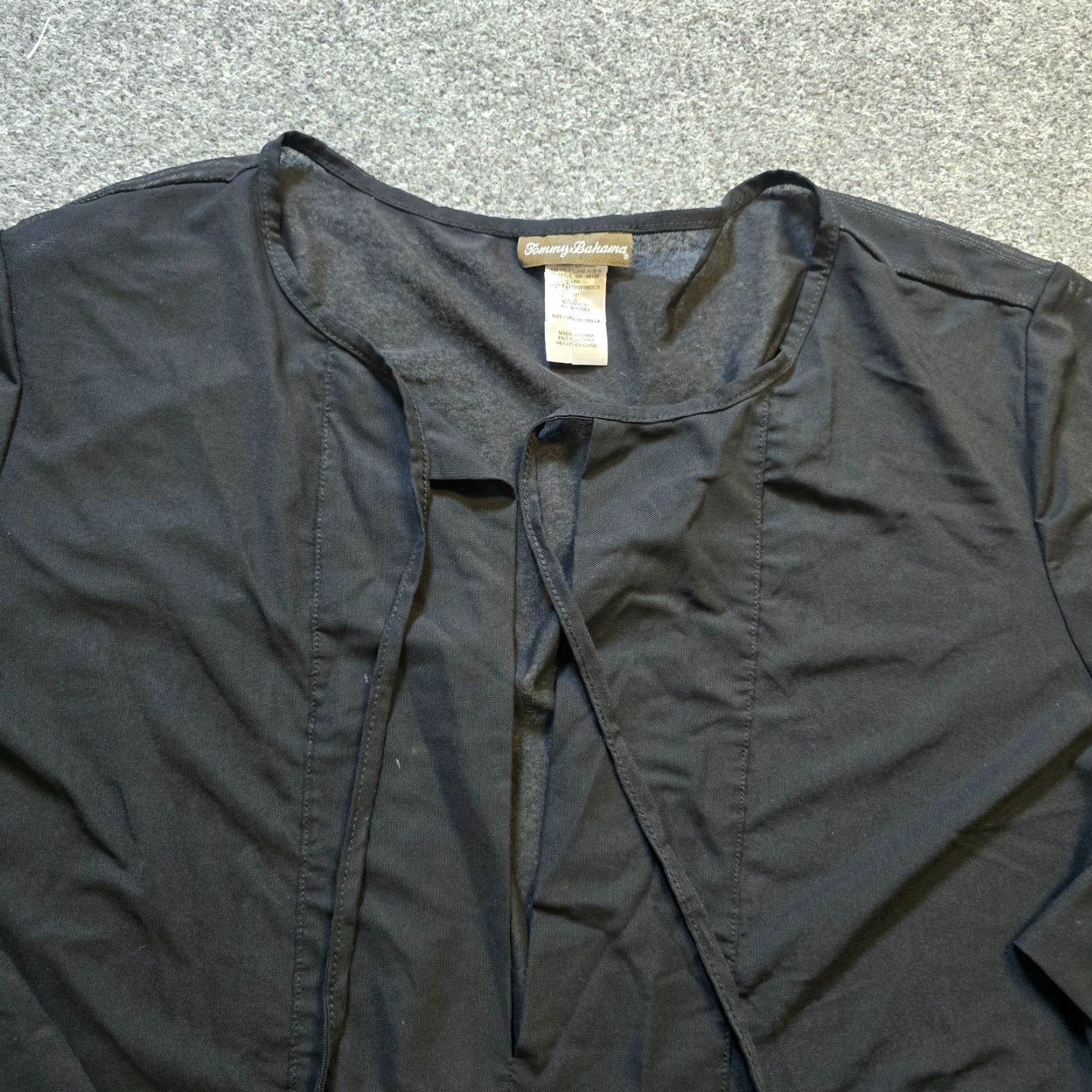 Tommy Bahama Tommy Bahama Dress Womens Large Black Beach Coverup Sheer Nylon Resort A-Line Short 3/4 Sleeve V-Neck Pullover Knit Casual Beach Womens Size L / US 10 / IT 46 - 2 Thumbnail