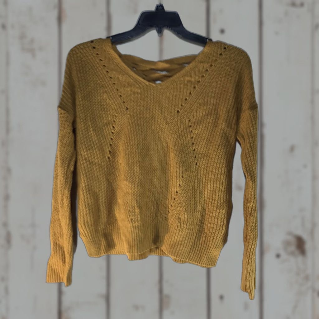 Vintage Moral Fiber Cable Knit Sweater Womens L Yellow V-Neck Long Sleeve Pullover Casual Size L / US 10 / IT 46 - 1 Thumbnail