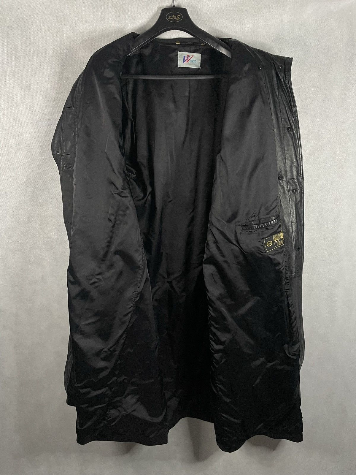 Japanese Brand × Vintage Black Vintage 90s Y2k Long Leather Belted Jacket Designer Size US L / EU 52-54 / 3 - 12 Thumbnail