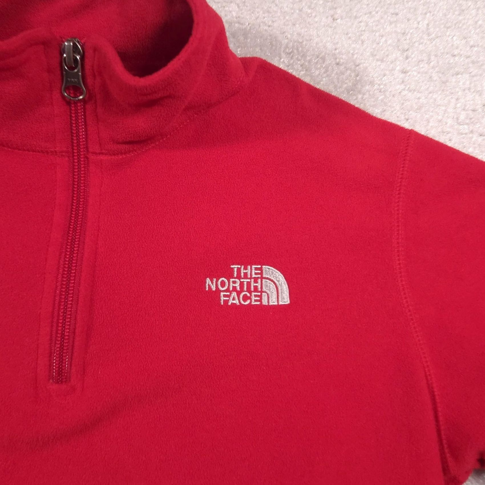 The North Face The North Face Pullover Womens XS Red Fleece 1/4 Zip Mock Neck Long Sleeve Size XL / US 12-14 / IT 48-50 - 3 Thumbnail