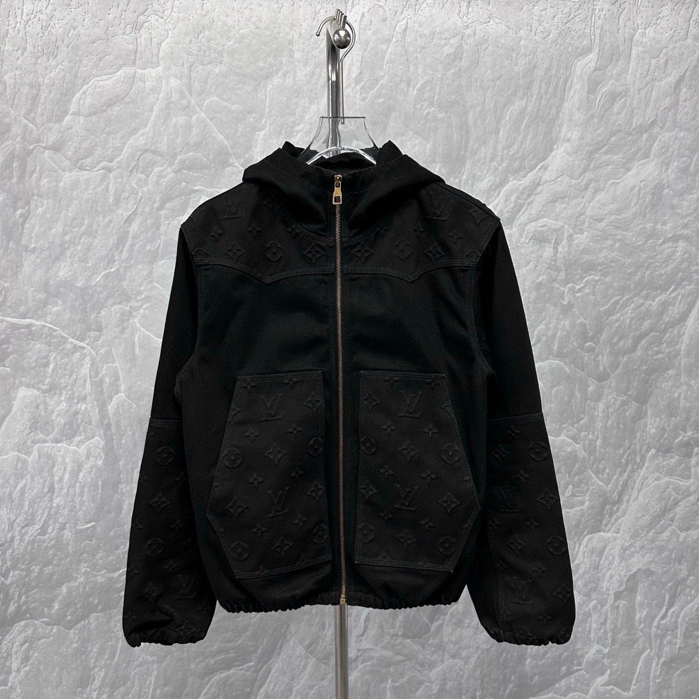 Louis Vuitton Louis Vuitton Embossed Zip Hooded Denim Jacket Size US XL / EU 56 / 4 - 1 Thumbnail