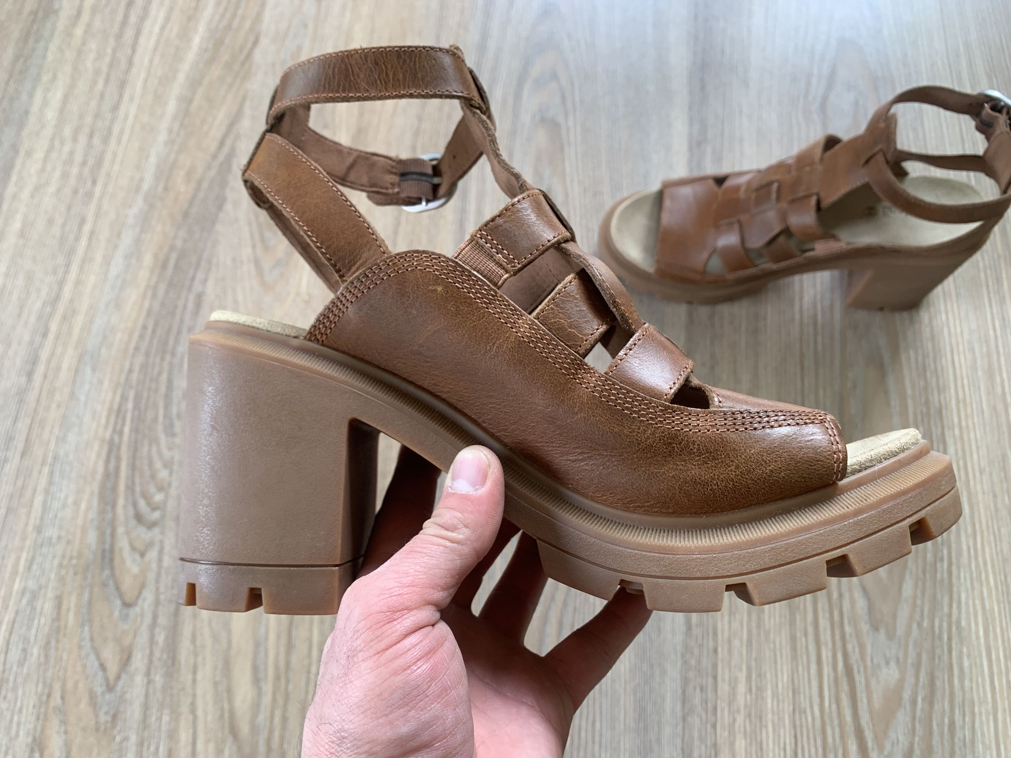 Timberland Timberland Allington Brown Leather High Heeled Sandals Size US 10 / IT 40 - 6 Thumbnail