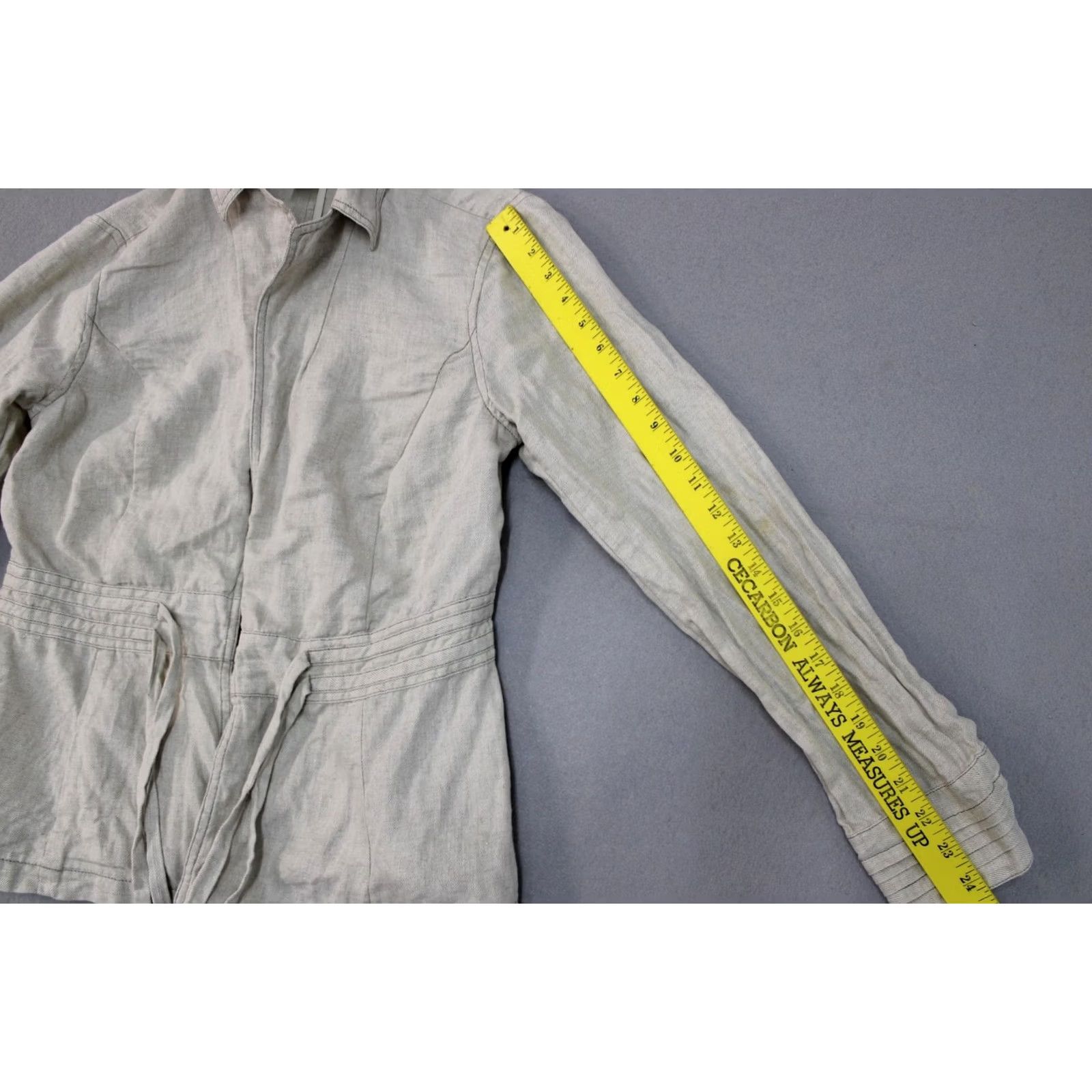 Vintage Sigrid Olsen Womens Jacket Beige Linen Belted Waist Button Casual Spring Top Size L / US 10 / IT 46 - 3 Thumbnail