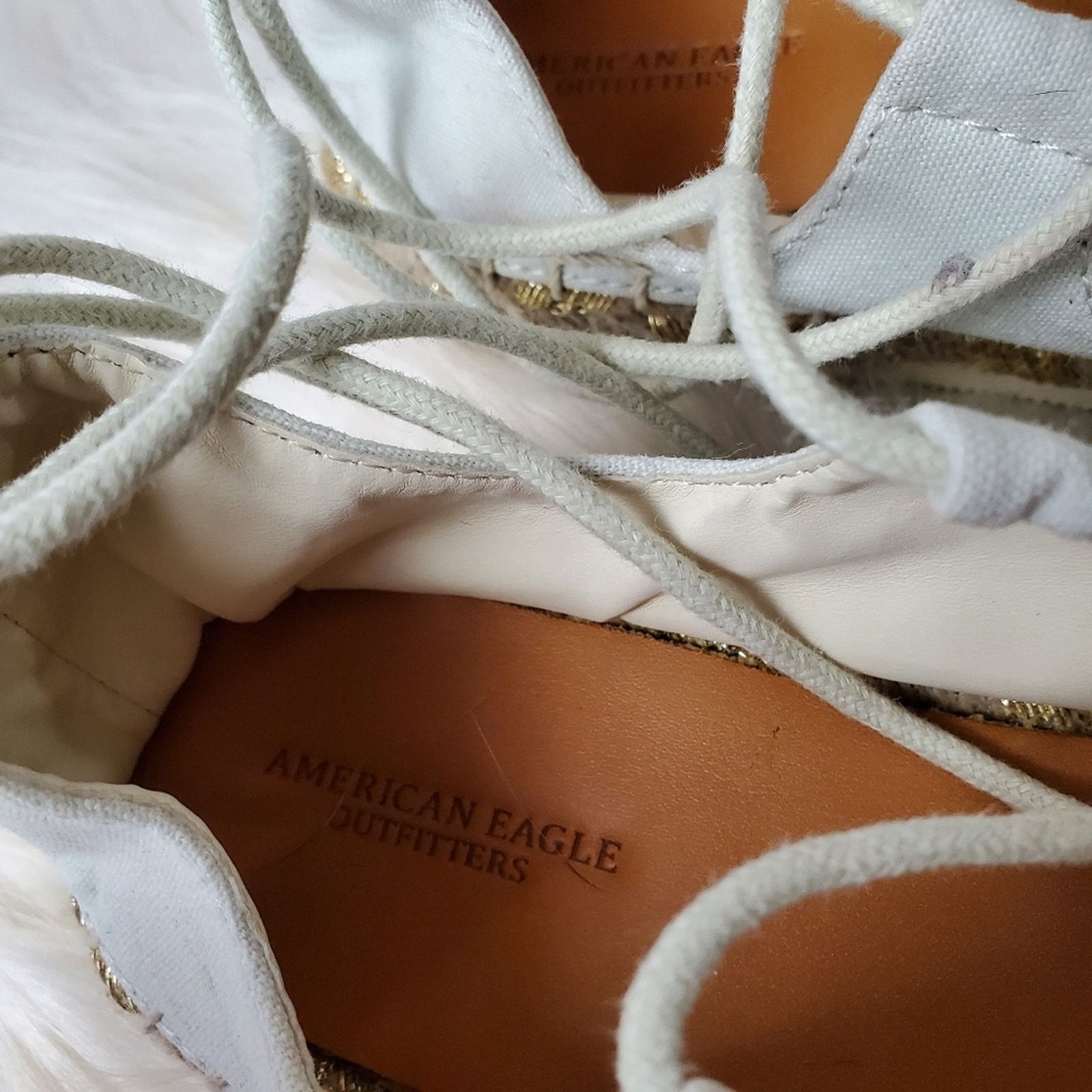 American Eagle Outfitters American Eagle White Espadrille Platform Gladiator Sandals Size US 7.5 / IT 37.5 - 7 Thumbnail