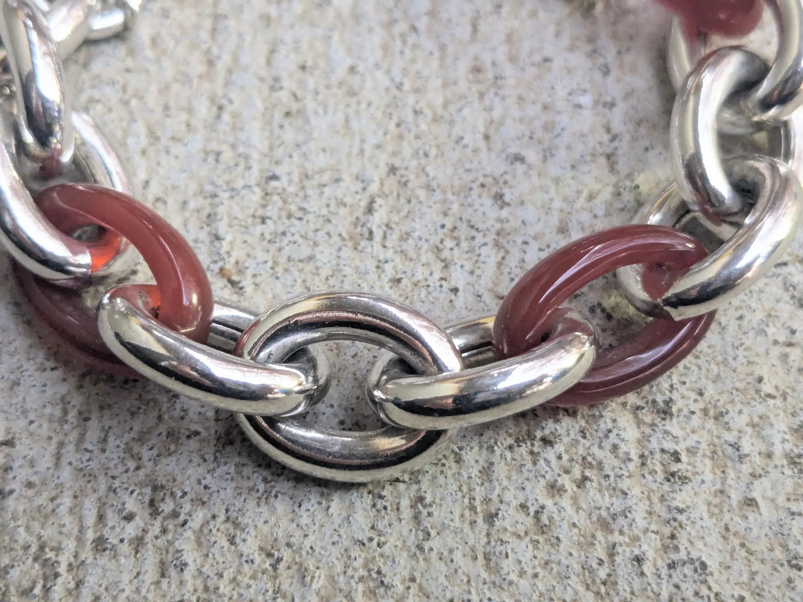 Jewelry Vintage Sterling Silver Bracelet Carnelian Oval 6.75 Italy Size 26 - 4 Thumbnail
