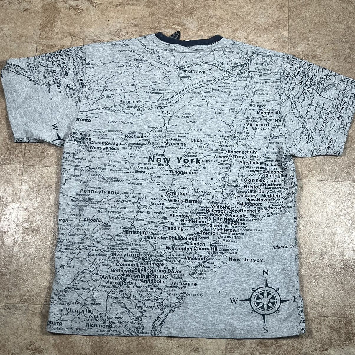 Vintage Vintage New York State Map All Over Print Tshirt Size US L / EU 52-54 / 3 - 5 Thumbnail