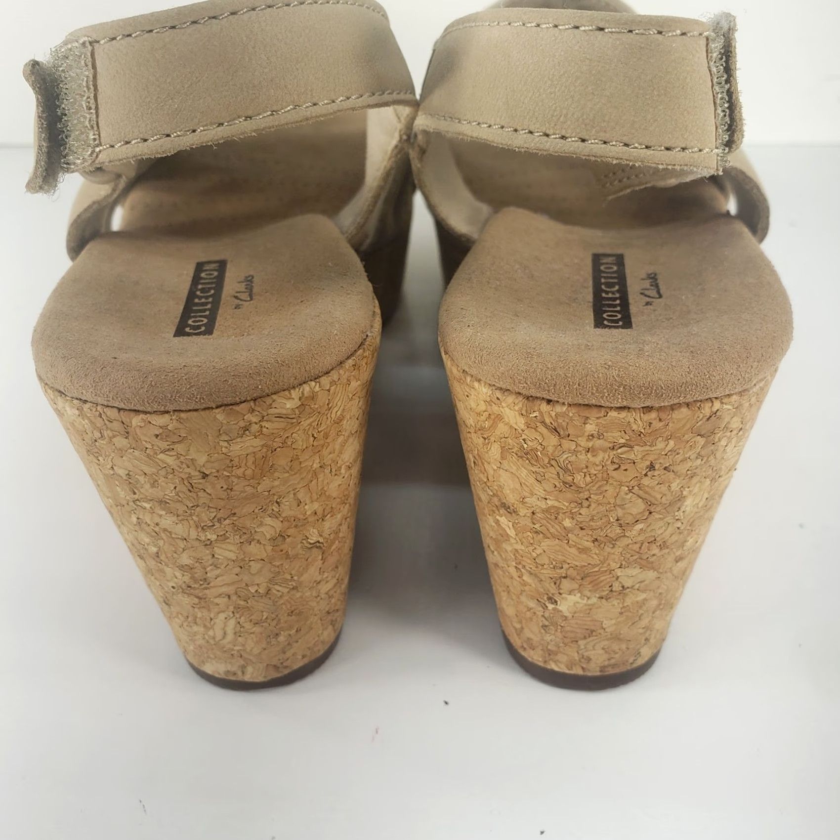 Clarks Clarks Annadel Eirwyn Cork Wedge Platform Sandal Beige Women's Size 8.5 Slingback Hook & Loop Cushioned Leather Size US 6 / IT 36 - 6 Thumbnail