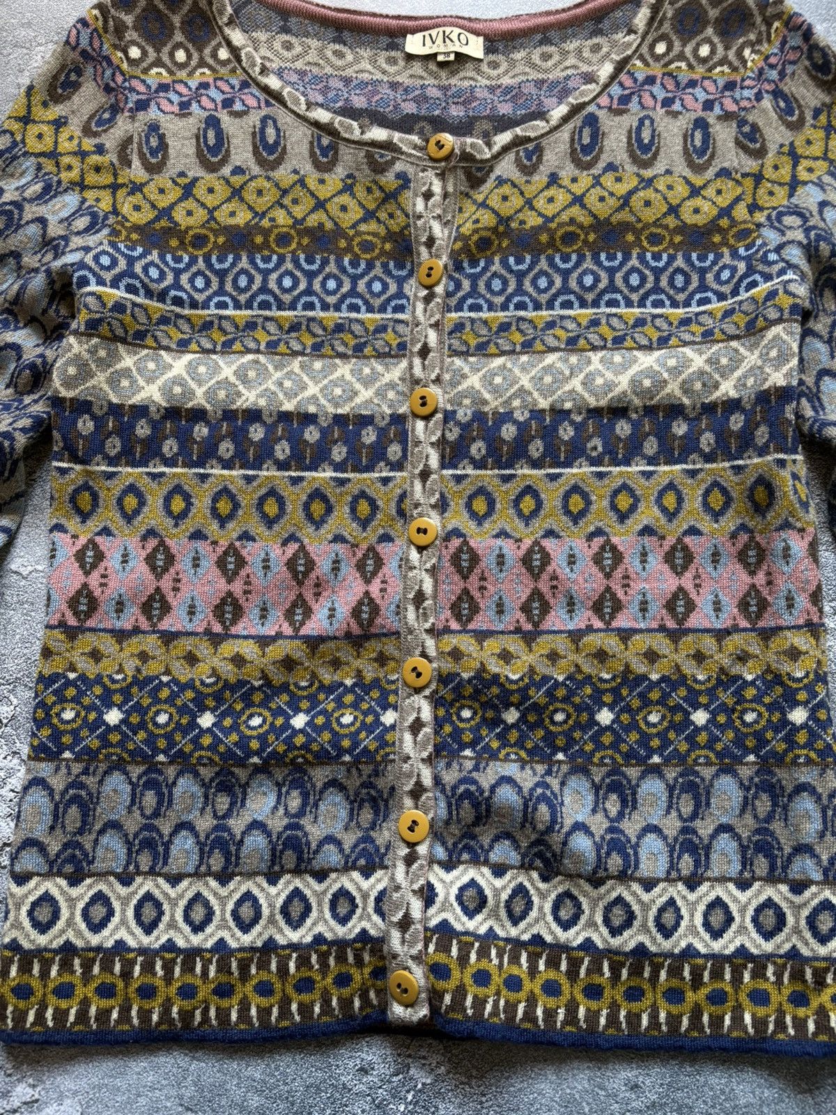 Vintage Vintage Ivko Geometric Pattern Boho Ethnic Wool Cardigan Size XS / US 0-2 / IT 36-38 - 5 Thumbnail