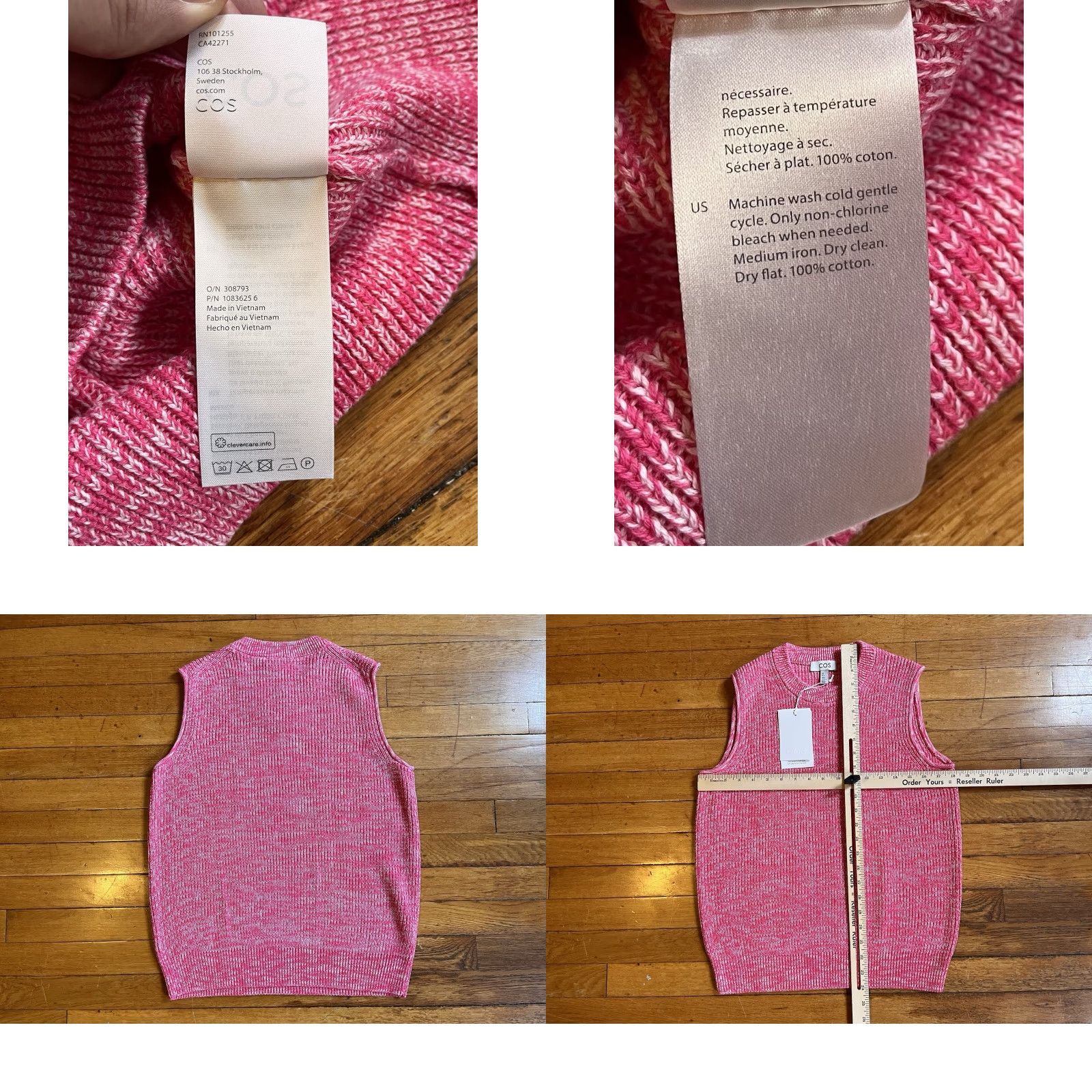 Cos COS Sweater Vest Women’s Small Pink Size S / US 4 / IT 40 - 8 Thumbnail