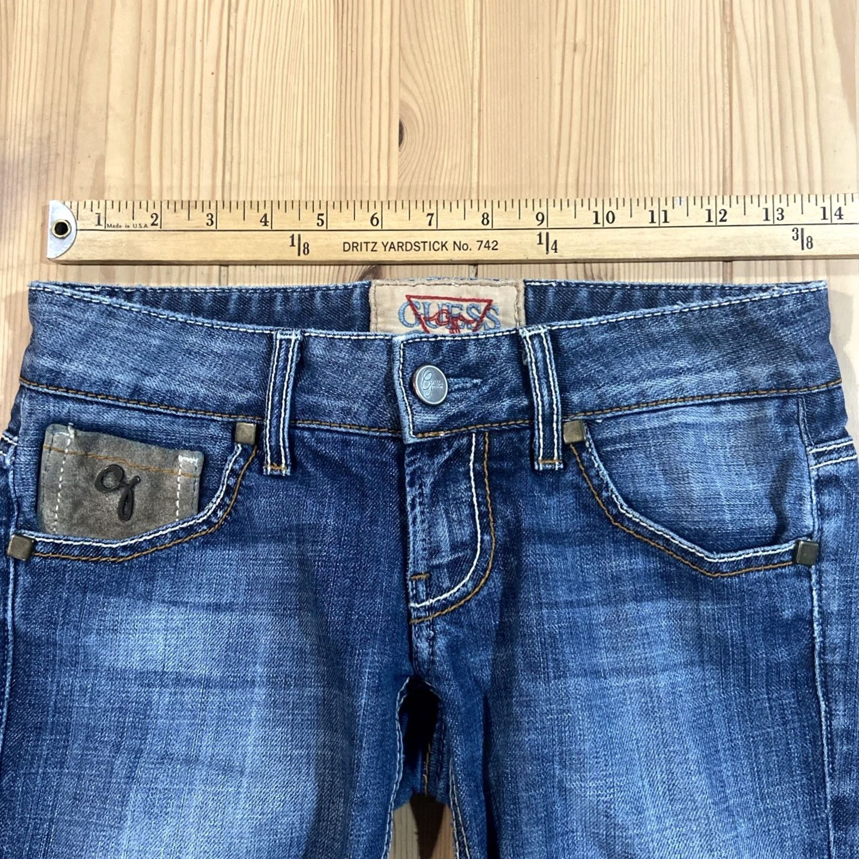 Guess VINTAGE GUESS Jeans Stretch flare Denim pants Y2K fitted womens 24 Size 42" / US 20 - 7 Thumbnail