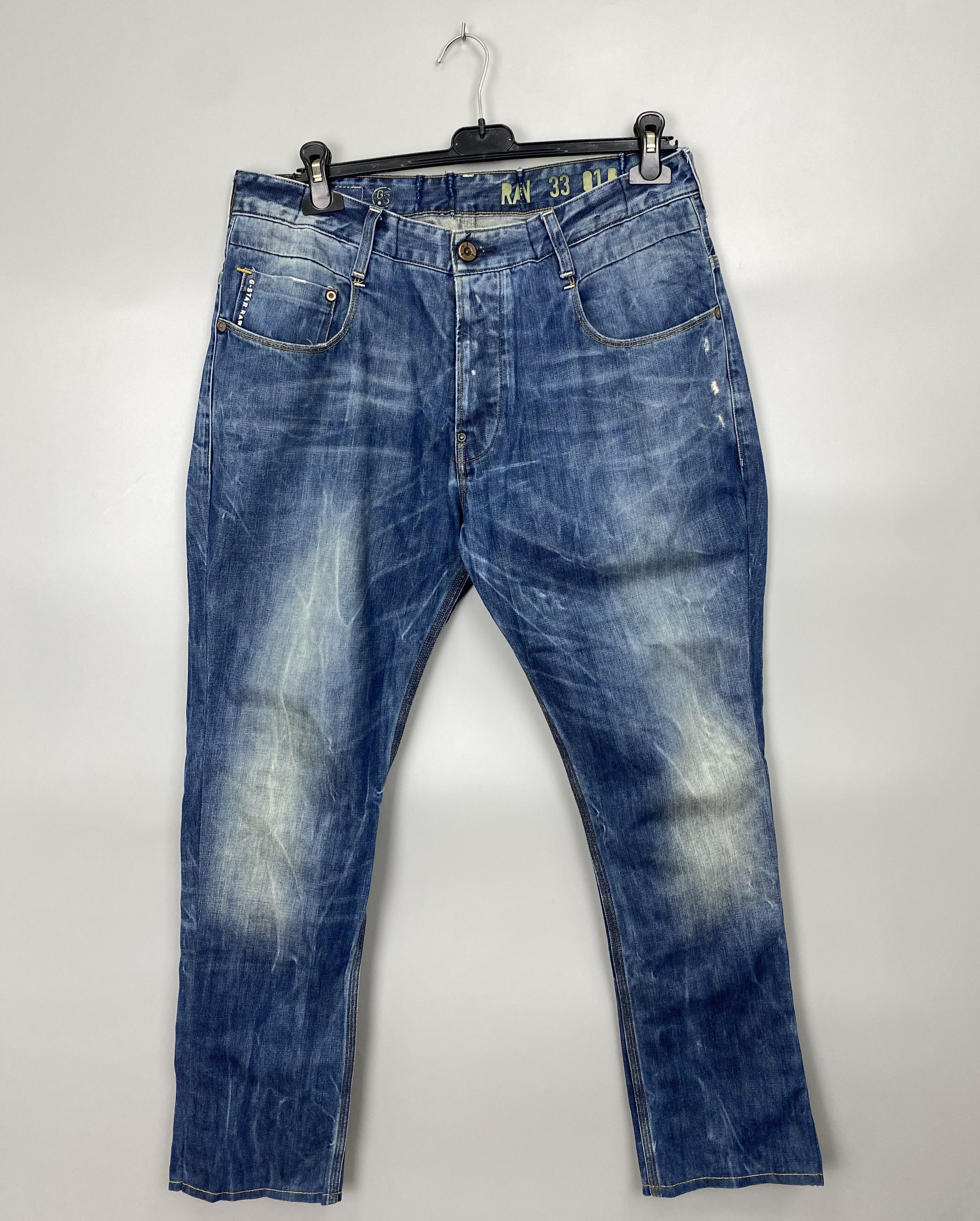 image of G Star Raw G-Star Raw New Radar Tapered Distressed Denim Jeans W36 L32 in Blue, Men's