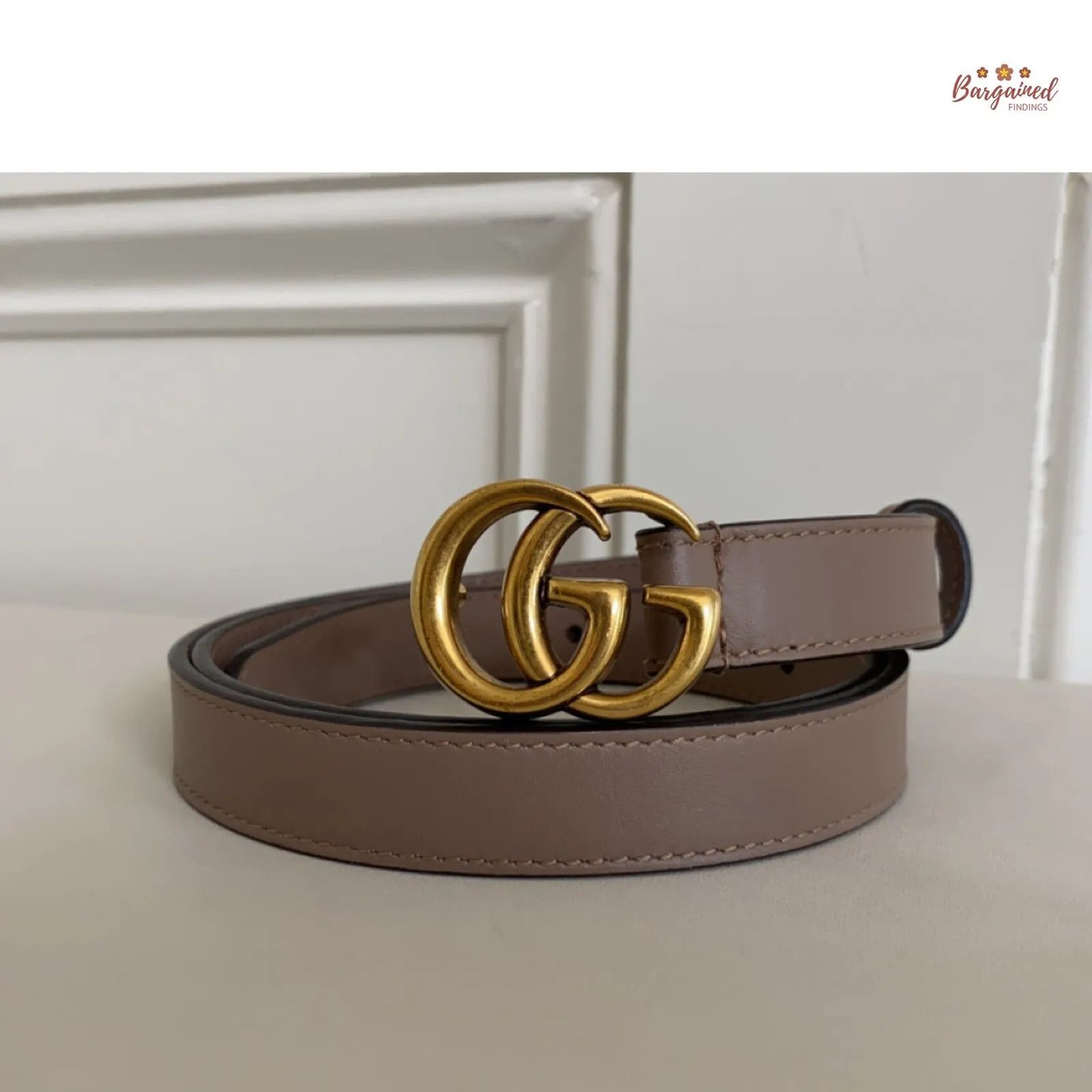 Gucci Gucci Porcelain Rose Calfskin Leather Double G Buckle Belt Size 30 - 1 Thumbnail