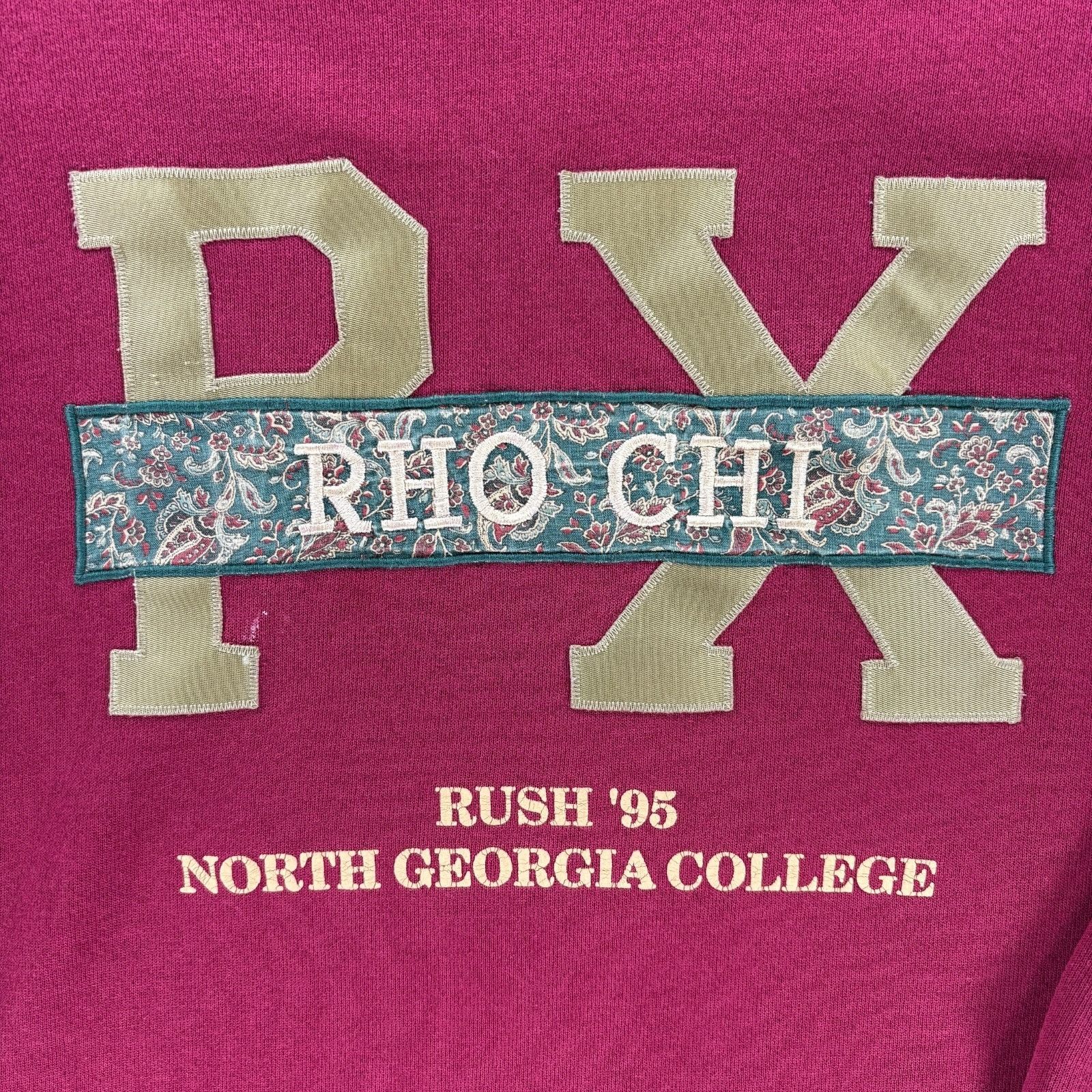 Hanes VTG Hanes Rho Chi Sweatshirt XL Maroon 90s Greek Letter Rush Size US XL / EU 56 / 4 - 3 Thumbnail