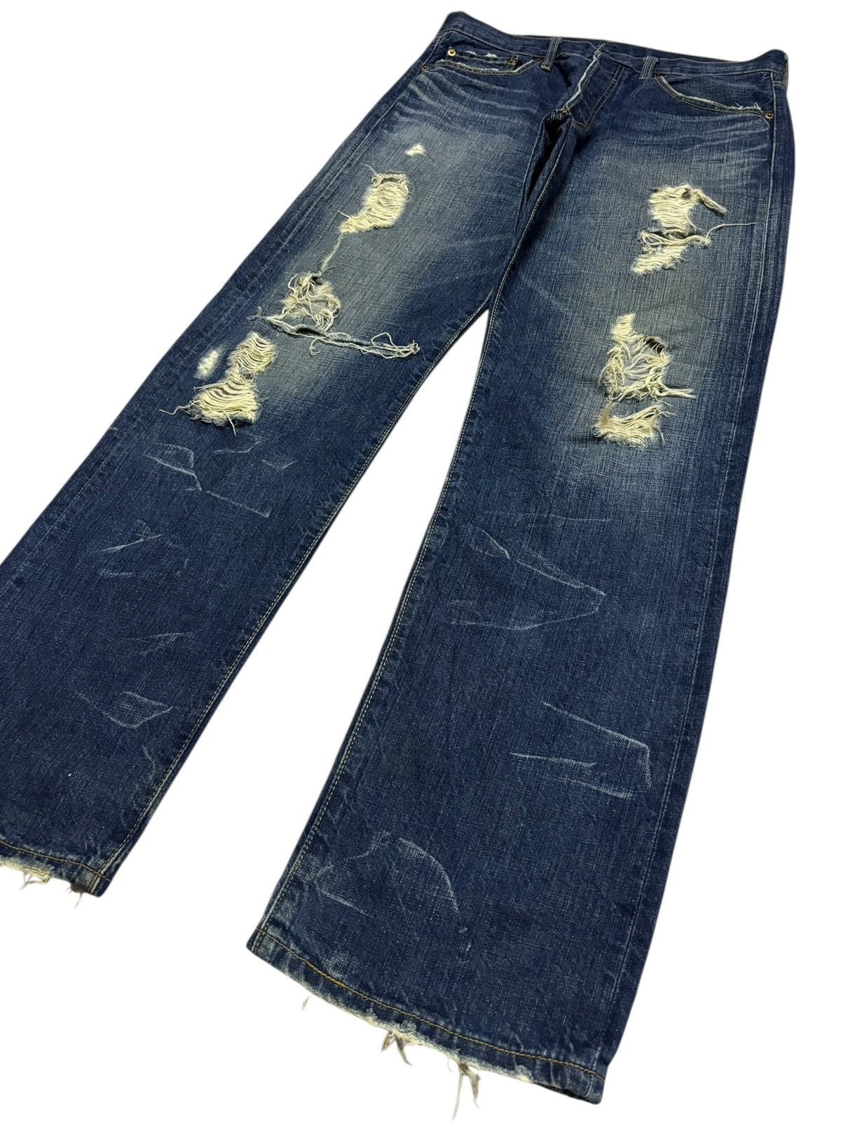 Levi's Vtg 90s Levis 501 Distressed Jeans Size US 34 / EU 50 - 3 Thumbnail