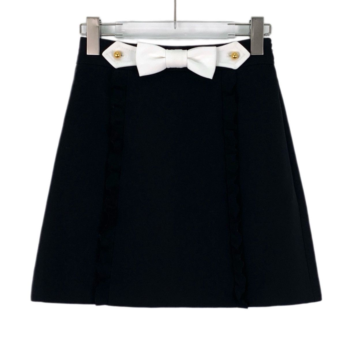 Miu Miu Miu Miu Black Bow Casual Mini Skirt K26WX Size 25" / US 0 / IT 36 - 1 Thumbnail