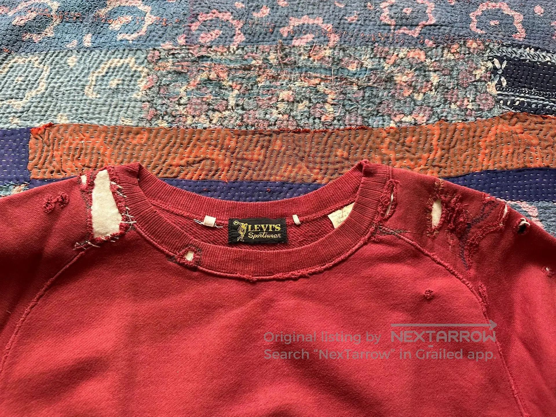 Levi's vintage levi's red distressed long sleeve tee. Size US M / EU 48-50 / 2 - 3 Thumbnail