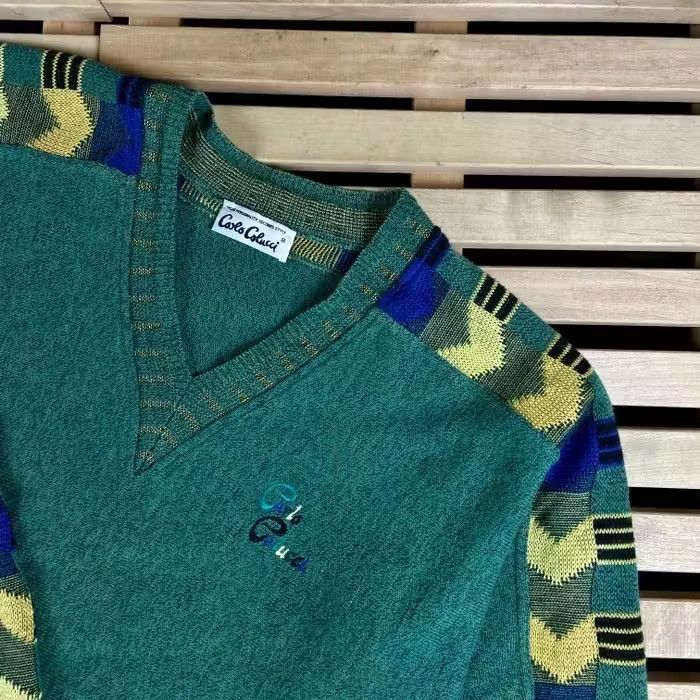 Carlo Colucci × Vintage Mens Sweater Pullover Carlo Colucci Vintage V Neck Size M/L Size US M / EU 48-50 / 2 - 2 Thumbnail