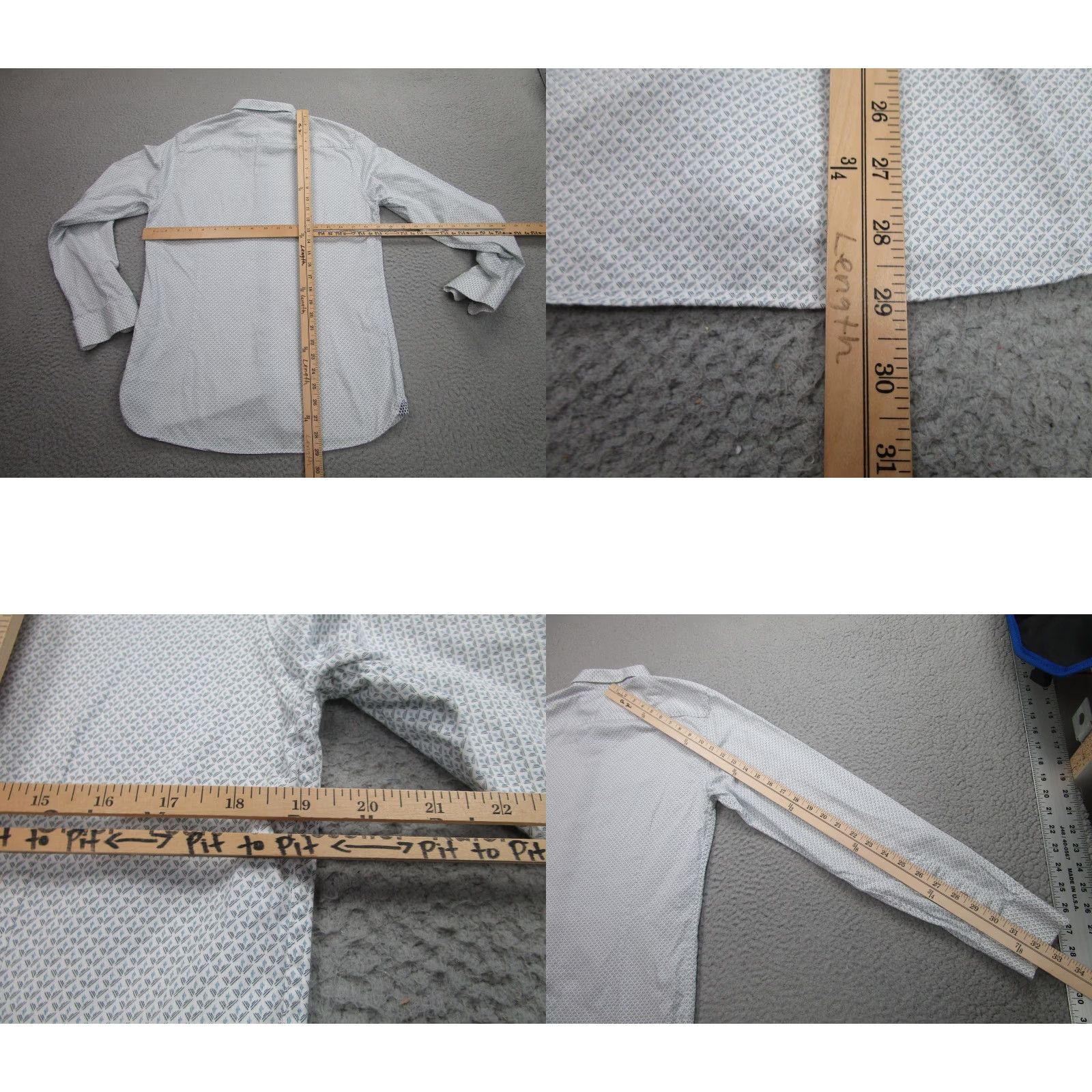 Ted Baker Ted Baker Shirt Adult Medium White Geometric Button-Down Long Sleeve Cotton Casual Mens Size US M / EU 48-50 / 2 - 8 Thumbnail