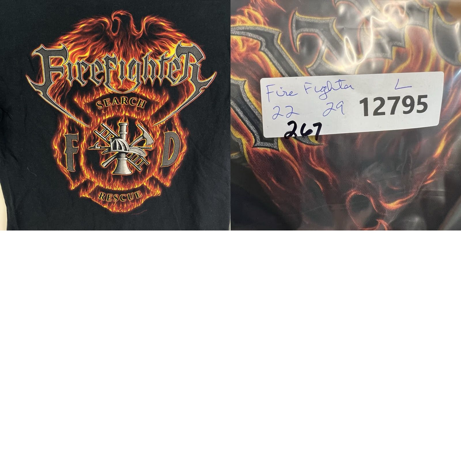 Gildan VINTAGE Fire Fighter Search Rescue Eagle T-Shirt Mens Size L Black Size US L / EU 52-54 / 3 - 8 Thumbnail