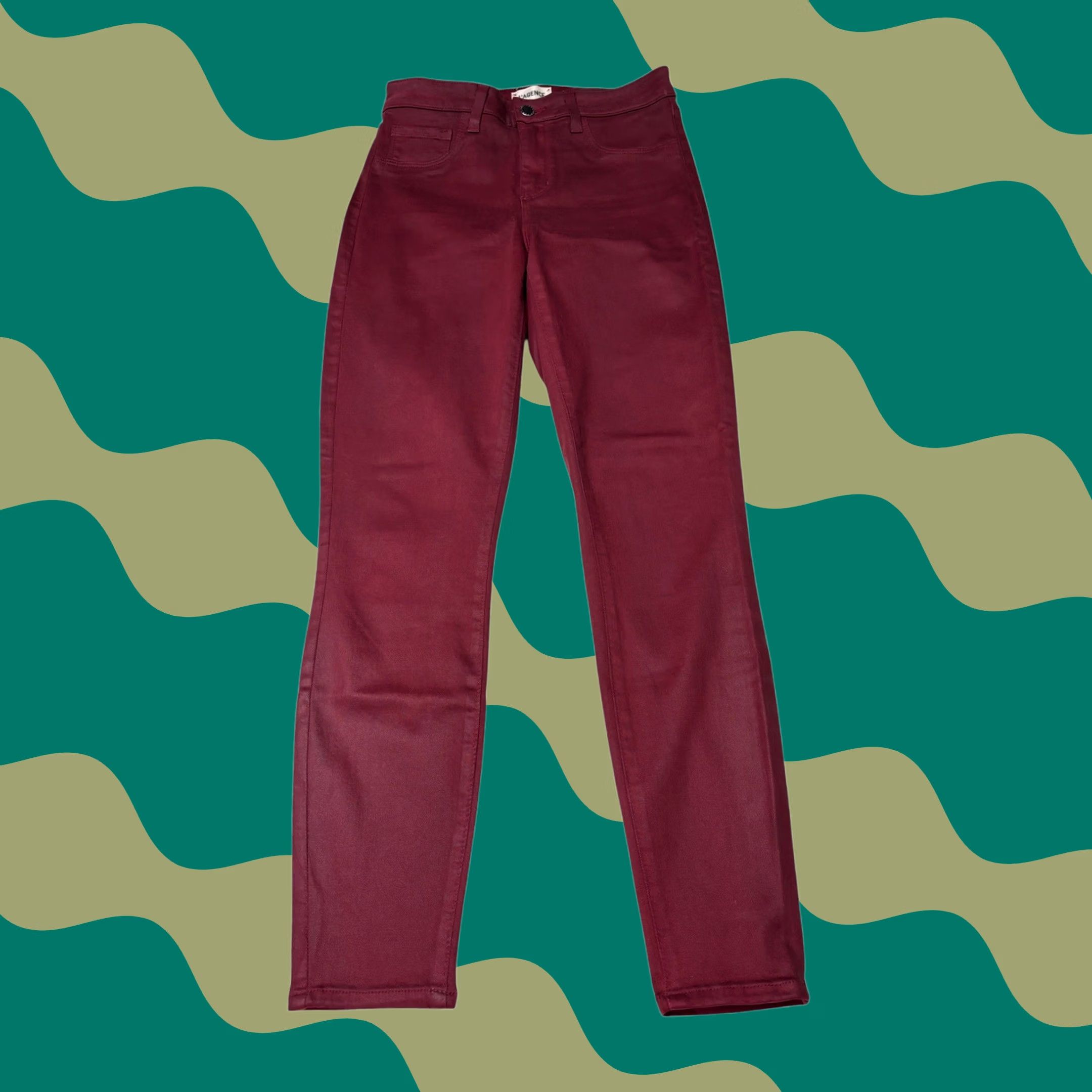 L'AGENCE L'AGENCE Margot High Rise Skinny Jeans Berry Coated Burgundy 26X27 USA Womens Size 26" / US 2 / IT 38 - 1 Thumbnail