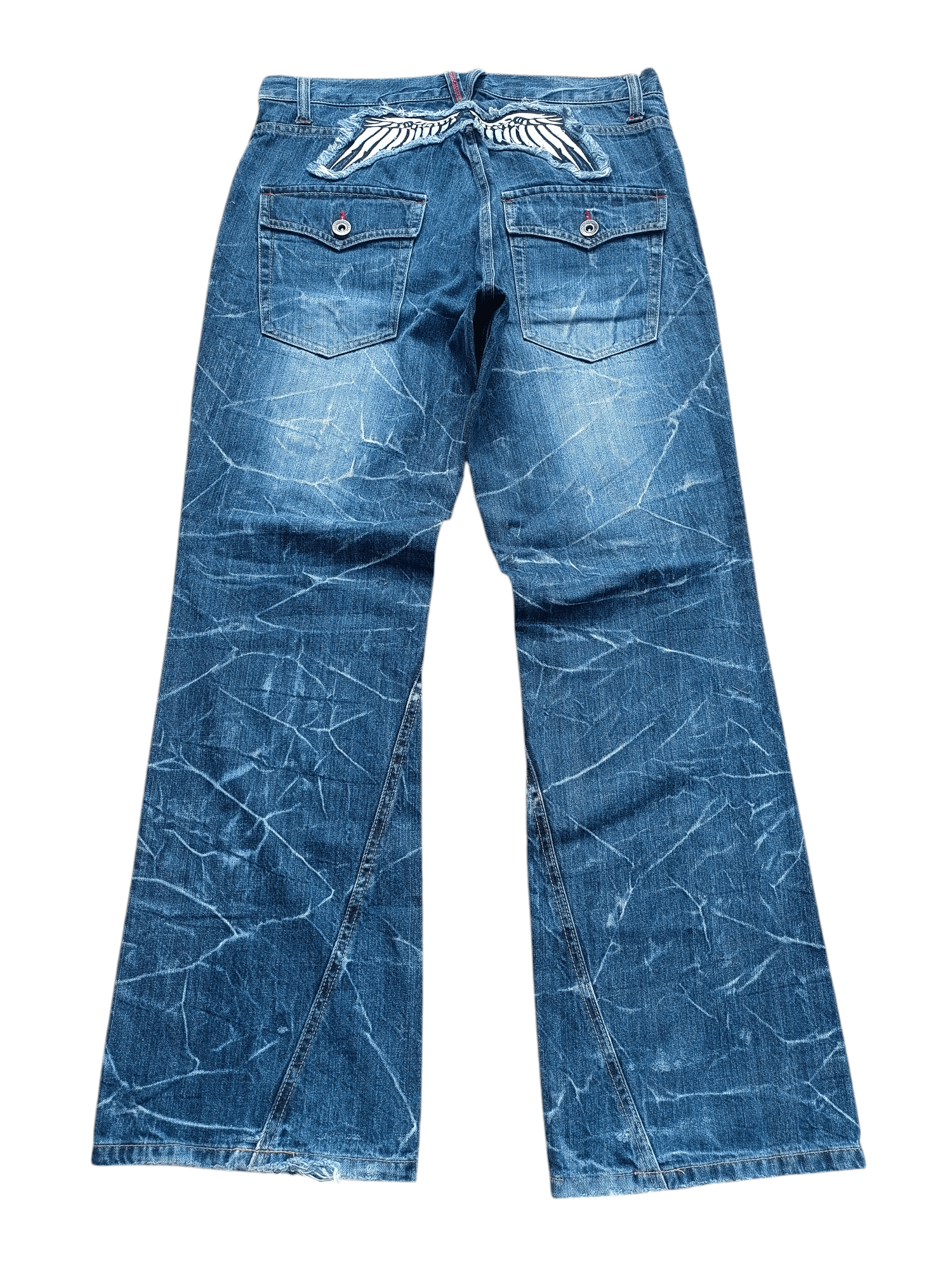 Japanese Brand FLARED 💥 JAPANESE BRAND NYLAUS ANGEL WING EMBROIDERY DENIM Size US 32 / EU 48 - 7 Thumbnail