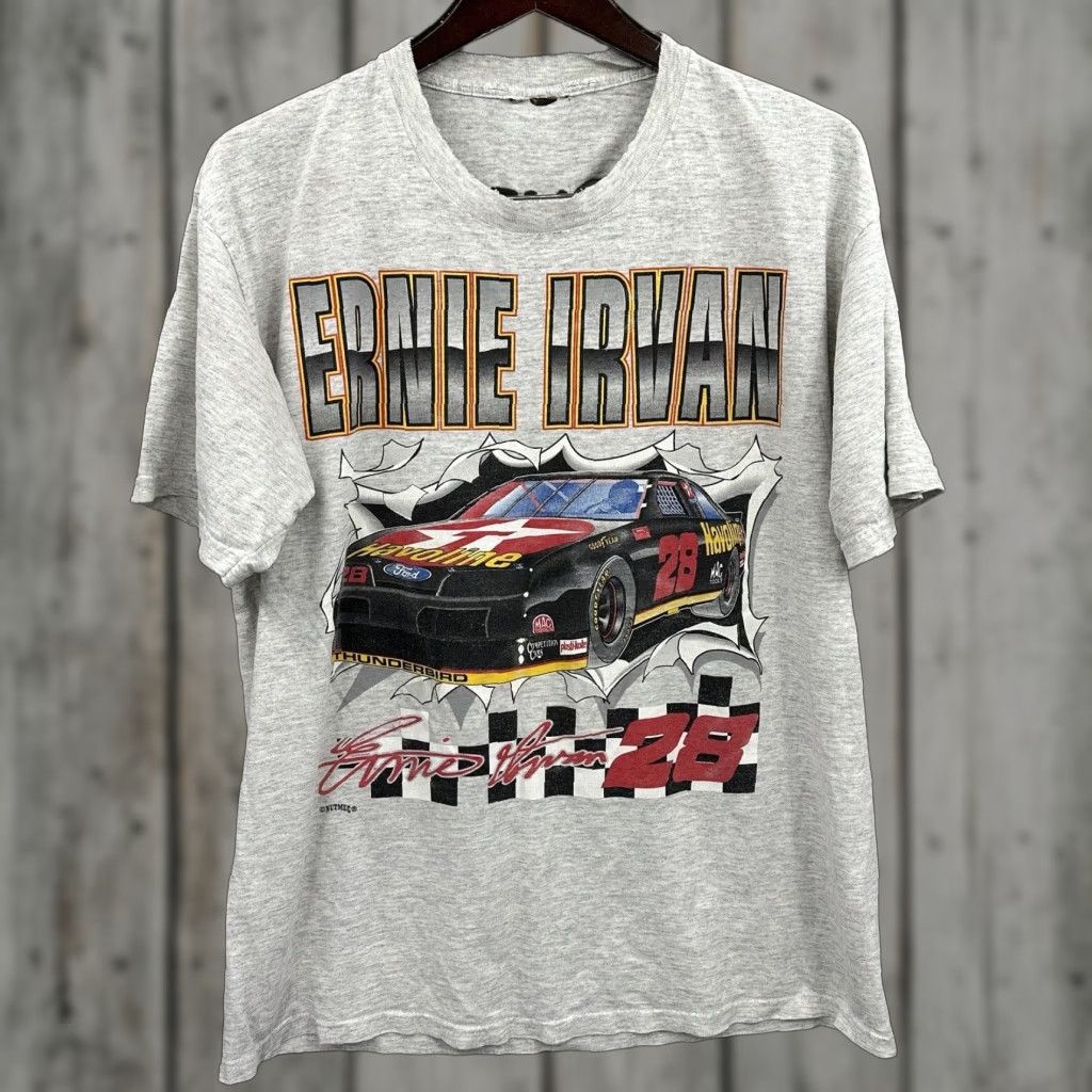 NASCAR VINTAGE Nascar Racing Shirt Mens L Havoline Texaco Ernie Irvan 28 Distress y2k Gray Cotton Jersey Logo 1990s Cars T-Shirt Mens Size US L / EU 52-54 / 3 - 1 Thumbnail