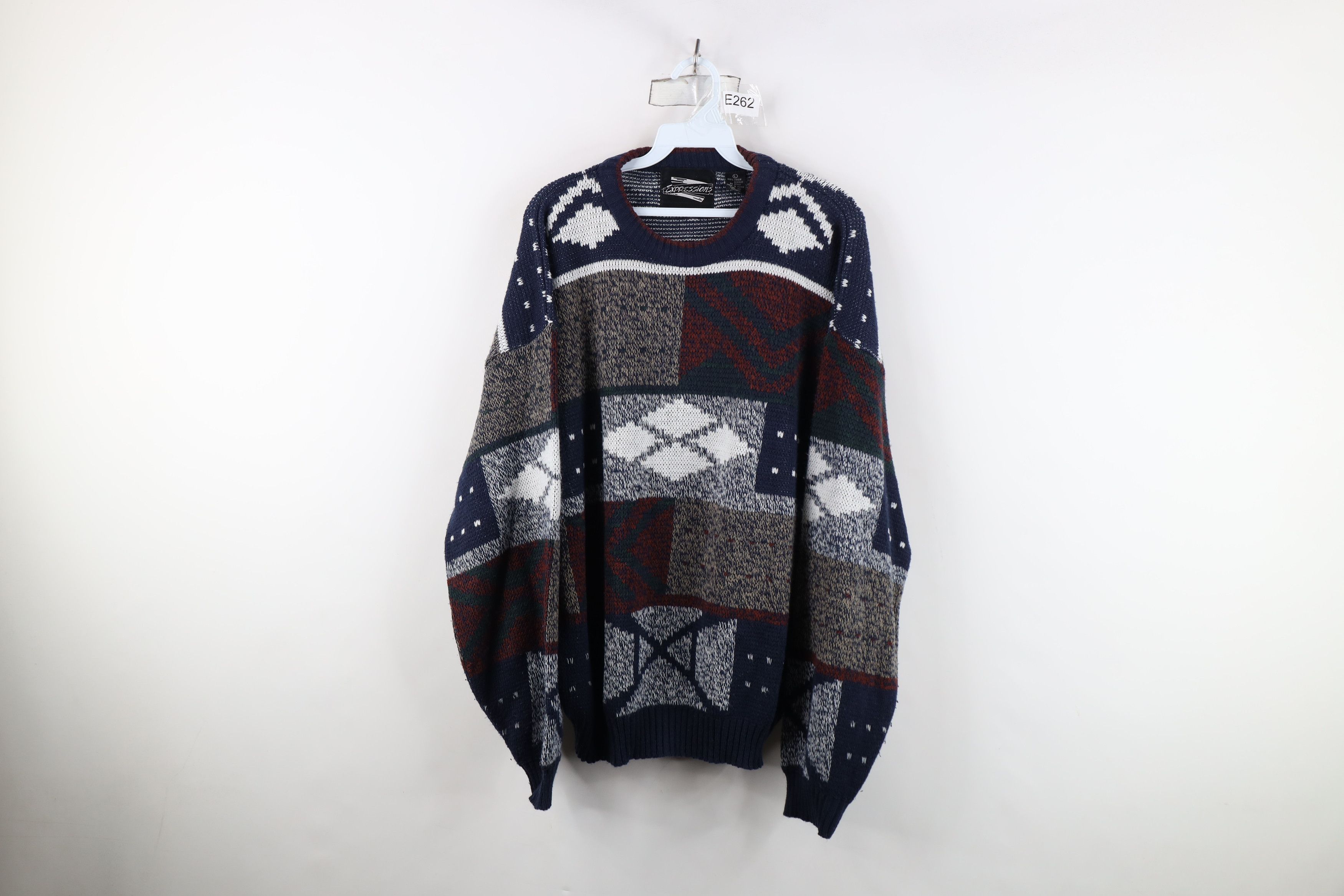 Vintage Vintage 90s Coogi Style Geometric Knit Crewneck Sweater Size US L / EU 52-54 / 3 - 1 Thumbnail
