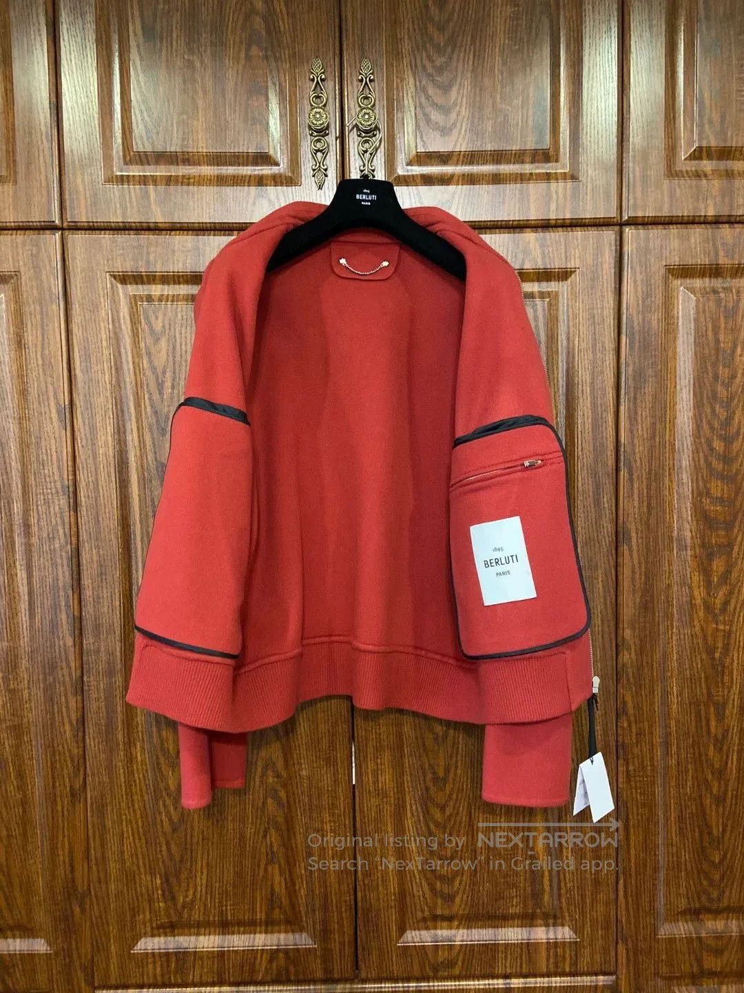 Berluti Red Collared Zip-Up Jacket Size L. Size US L / EU 52-54 / 3 - 4 Thumbnail