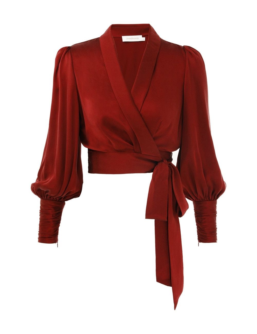 oc11z0825 Silk Wrap Top in Burgundy