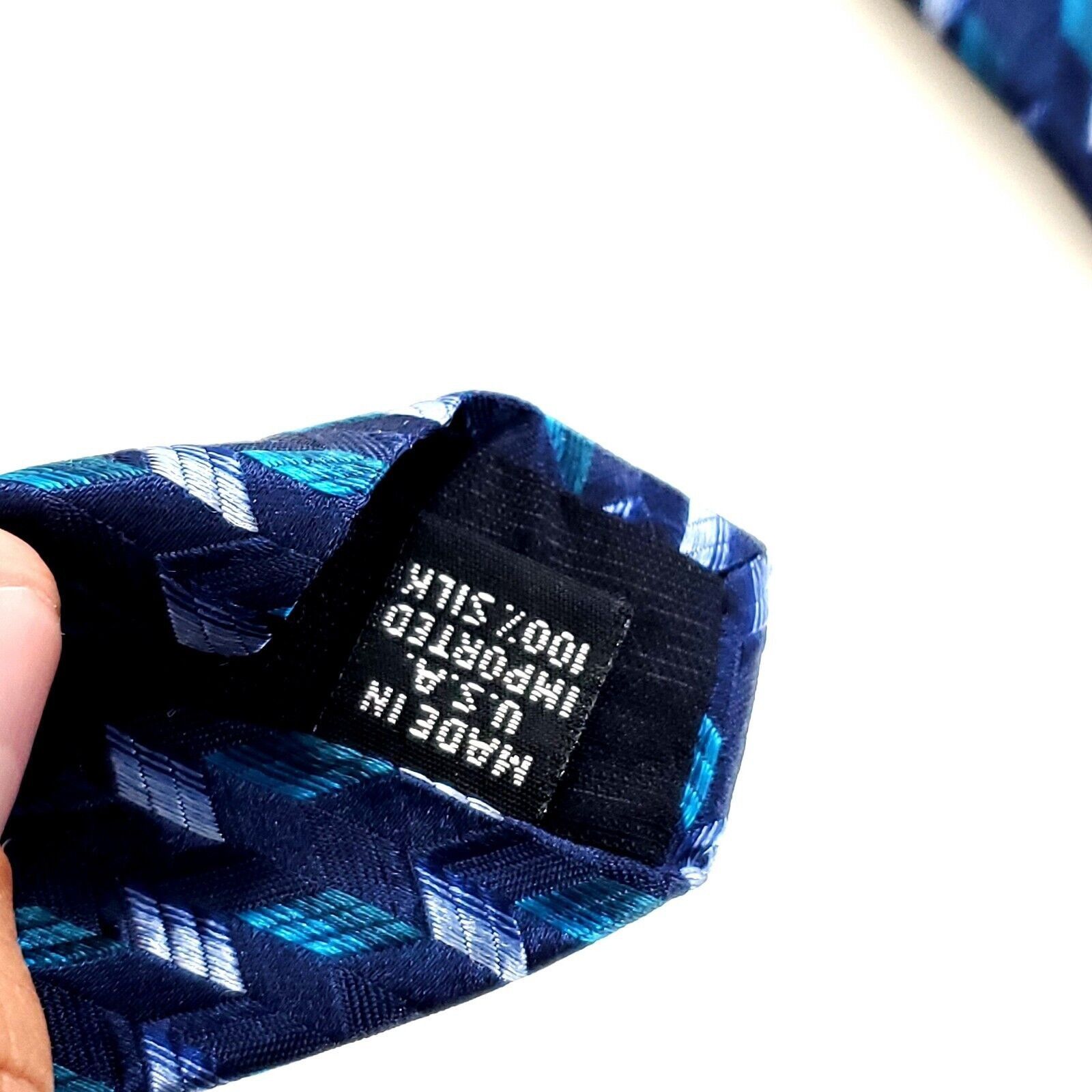 Van Heusen Van Heusen Woven Blue Teal Geometric Wide Silk Tie Size ONE SIZE - 4 Thumbnail