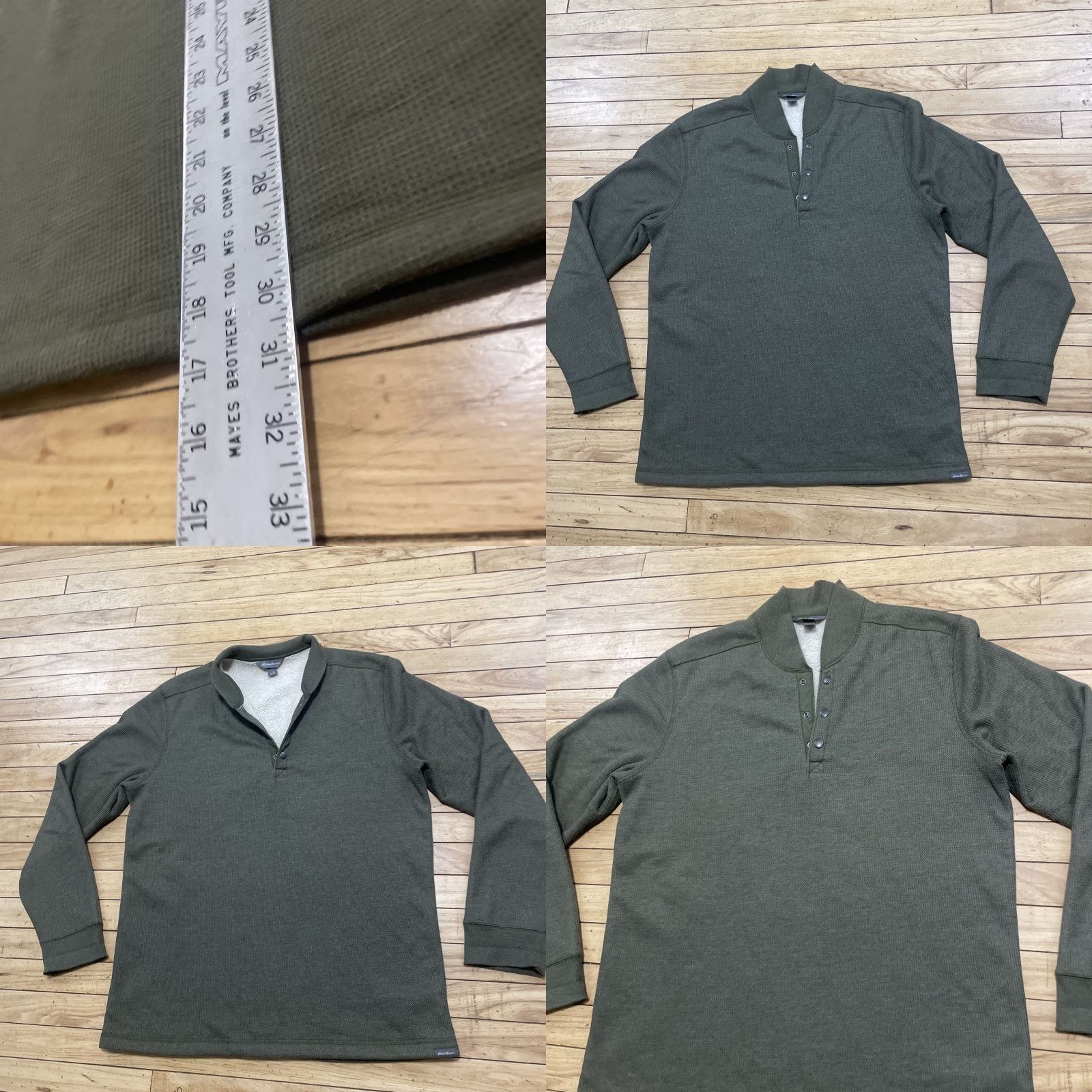Eddie Bauer Eddie Bauer Fleece Waffle Knit Thermal Shirt Men LT Green Pique Olive Earthy Capsule Large Tall LT Green Thermal Waffle Knit Shirt Mens Size US L / EU 52-54 / 3 - 9 Thumbnail
