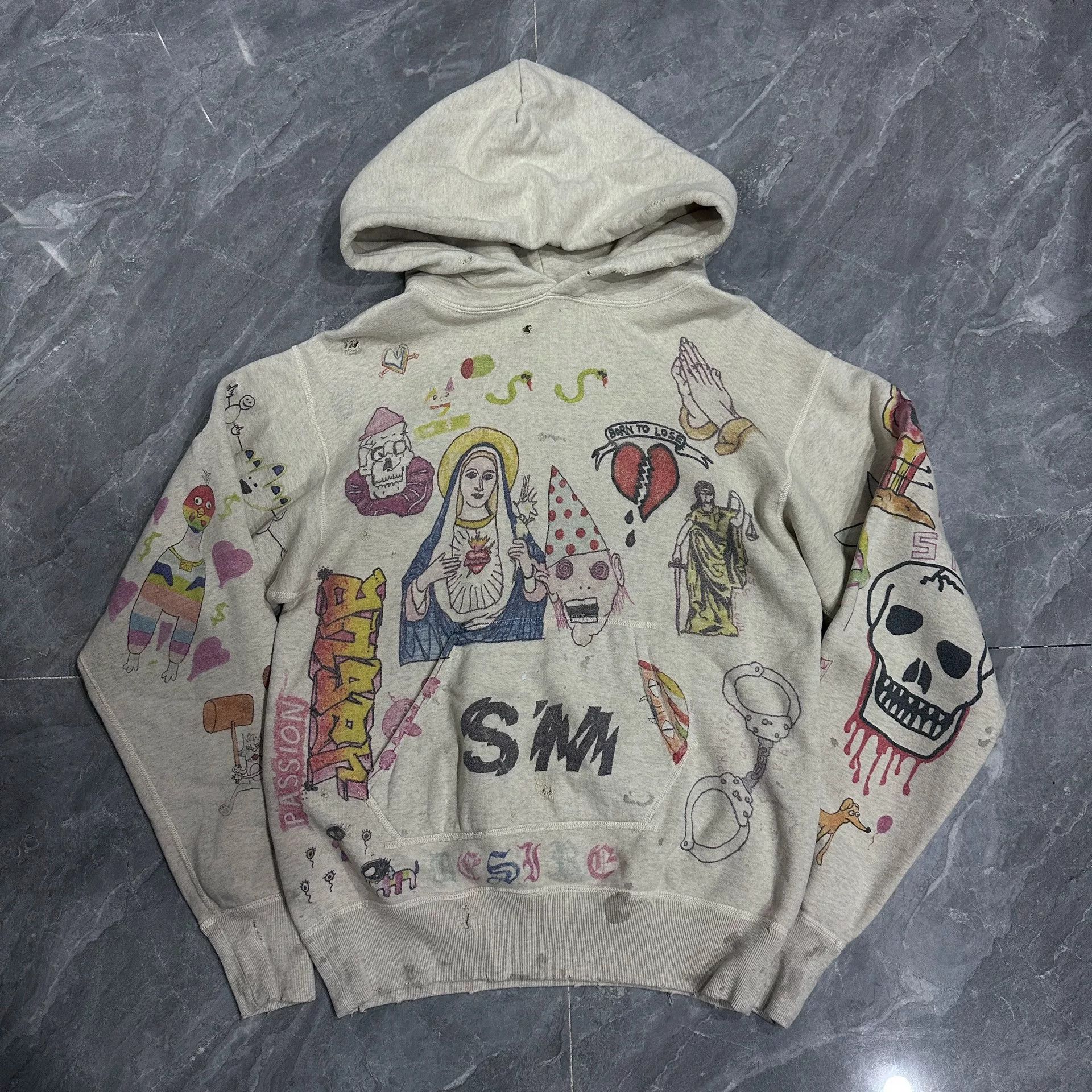 Saint Michael Saint Michael graffiti hoodie grey small authentic
