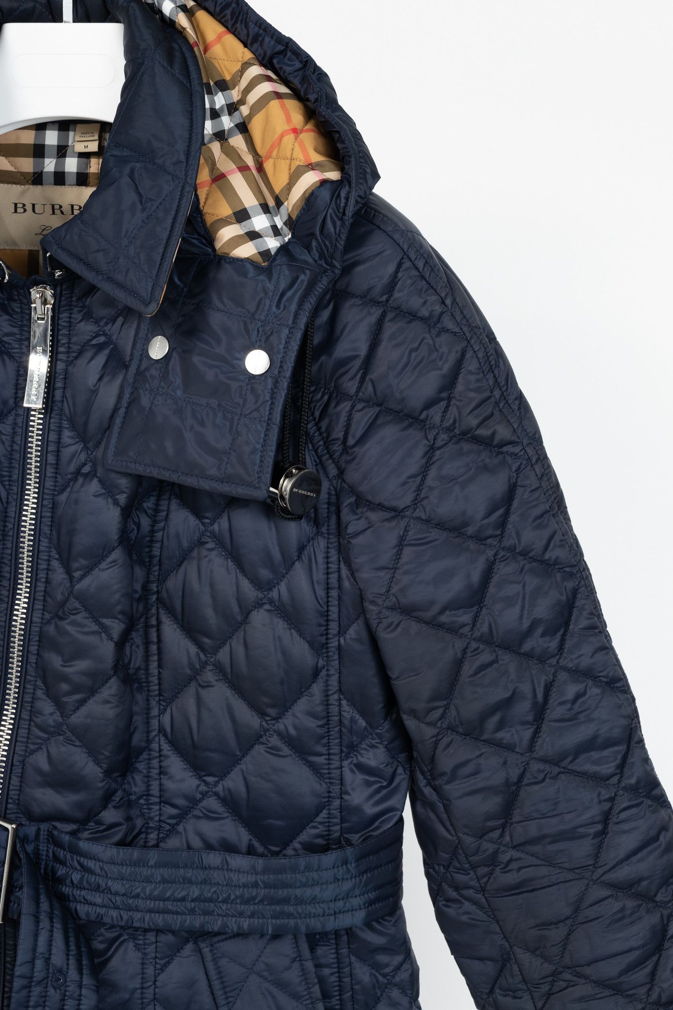 Burberry Burberry Baughton Navy Belted Hooded Quilted Coat Size M / US 6-8 / IT 42-44 - 5 Thumbnail