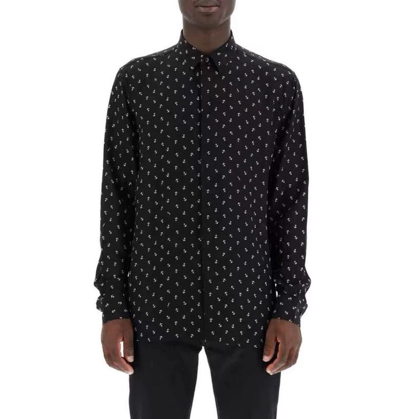 Saint Laurent Paris Saint laurent paris 20 FW mulberry silk anchor shirt 2506-N Size US XXS / EU 40 - 8 Thumbnail