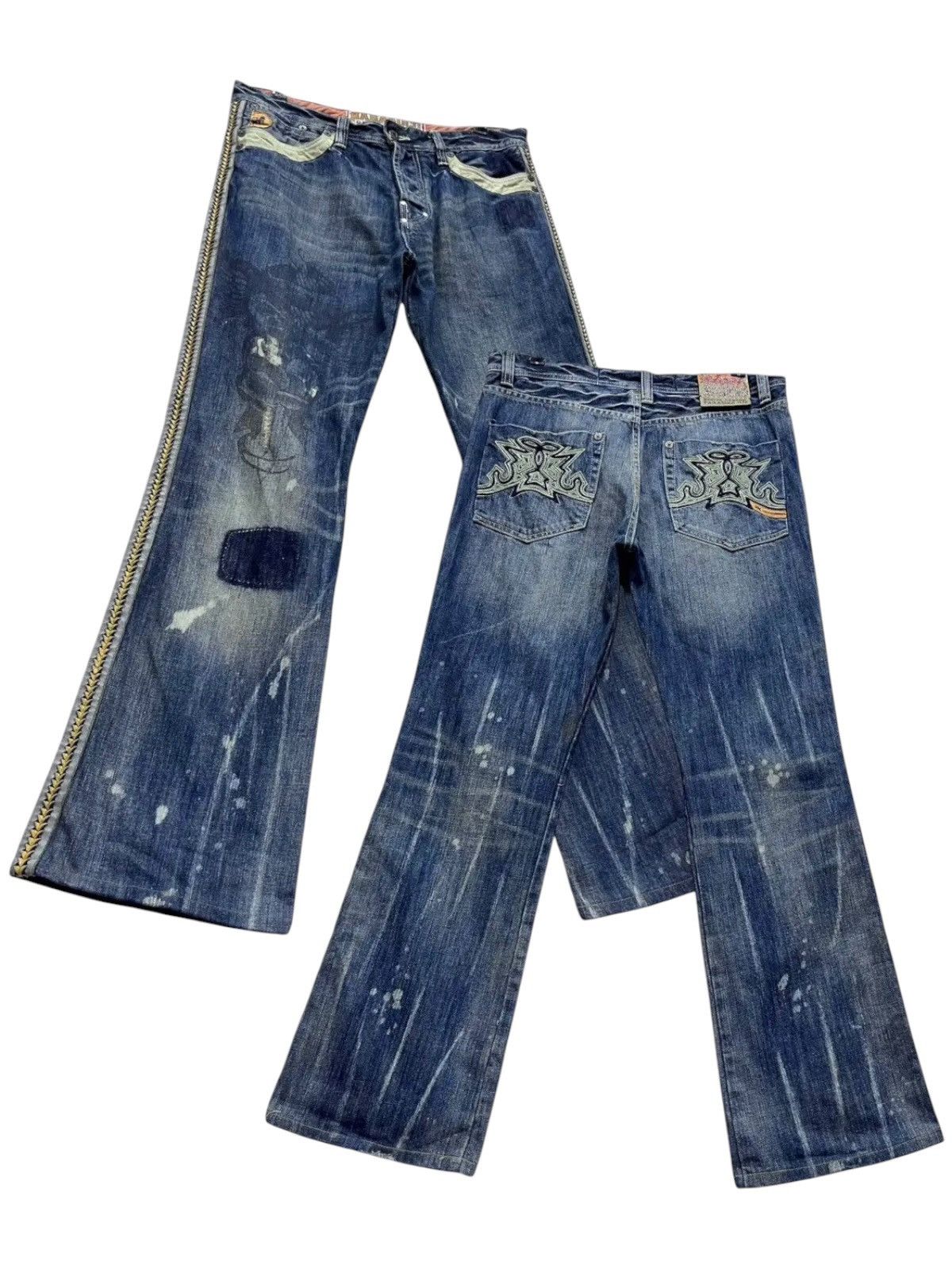 Parasuco PUNK FLARE🔥PARASUCO DENIM LEGEND Distressed Tribal Jeans💥 Size US 33 - 5 Thumbnail